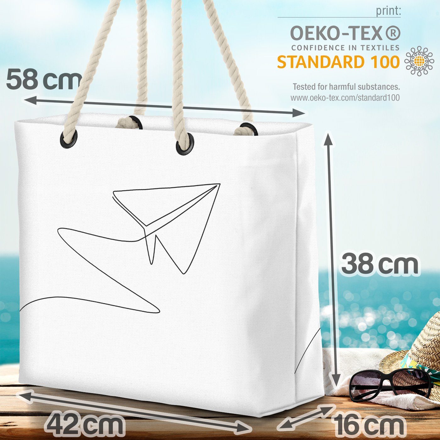 VOID Strandtasche flieger (1-tlg), luft Origami Flieger kunst Papierflieger flugzeug luft Grafik