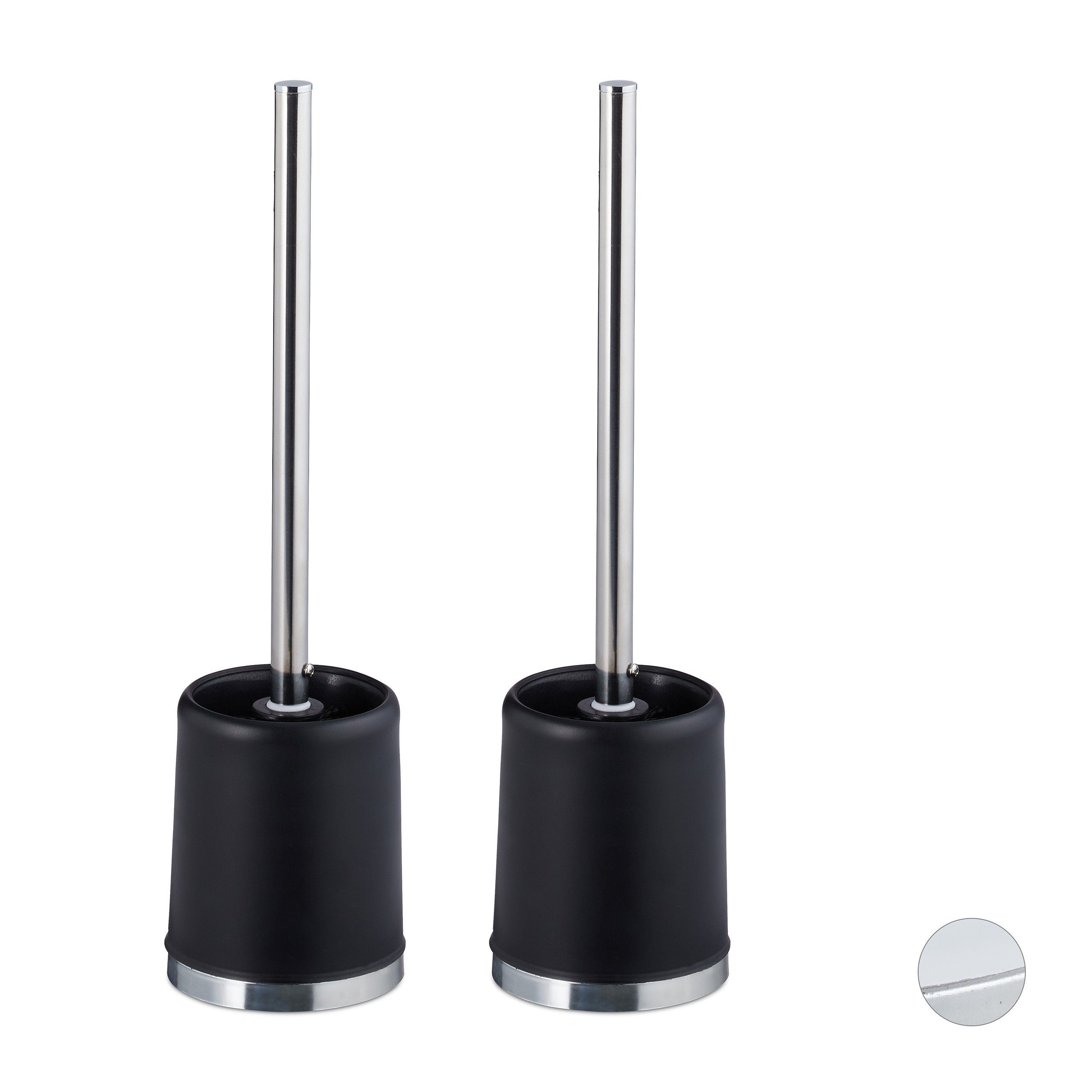 Badezimmer-Set 2 x WC-Garnitur rund schwarz
