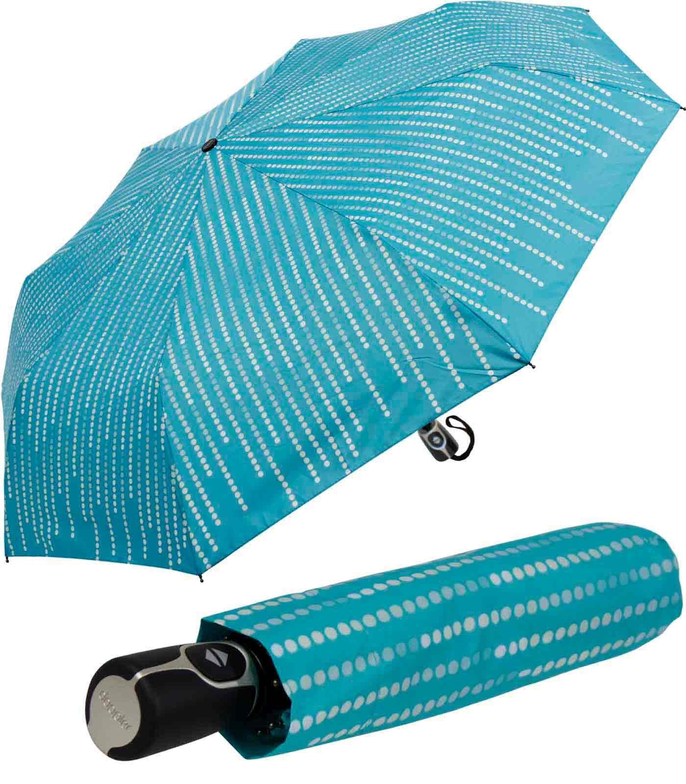 UV-Schutz als - nutzbar Damen Magic Taschenregenschirm Auf-Zu Fiber elegant, Sonnenschirm Glamour, stabil doppler® und blau