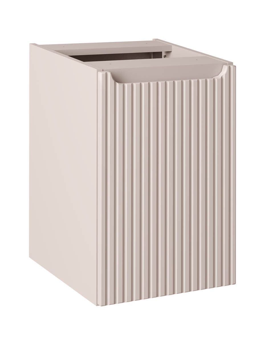 einfachgutemoebel Waschtisch-Set Badezimmer Seitenschrank ILUNA Cash 40cm, mit Wäschekorb, kaschmir, (Badmöbel Set, 1-St., Wäschschrank)