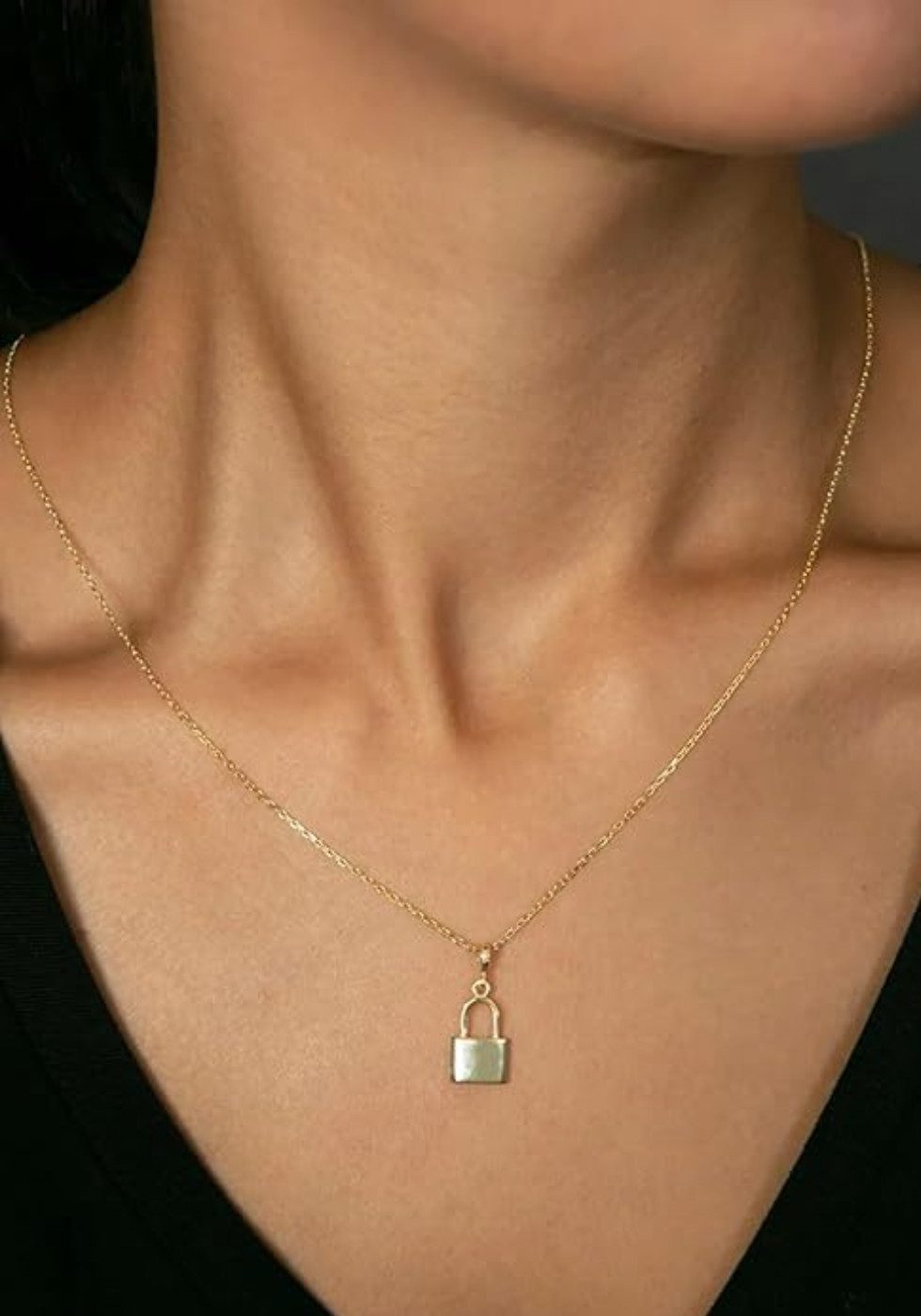 Einzelstück Charm-Kette Halskette mit Schloss 925 Sterling Silber