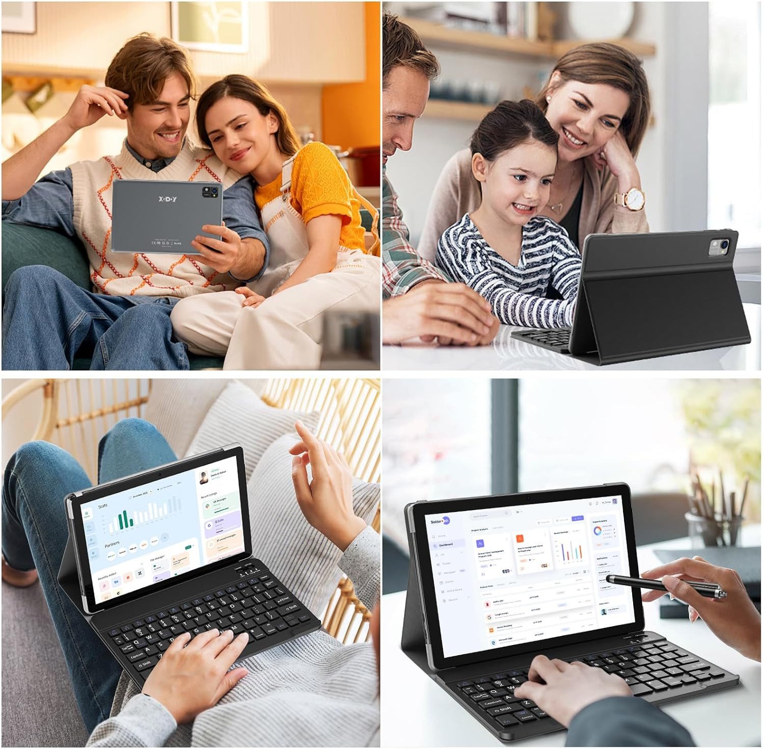 Zevelora Android 13 Tablet mit Tastatur 2,4G/5G WLAN 4-Core 2,0 GHz Tablet (10", 128 GB, Android 13, FHD 5+13 MP Kamera 7000 mAh Bluetooth 5.0, Tablet PC Grau)
