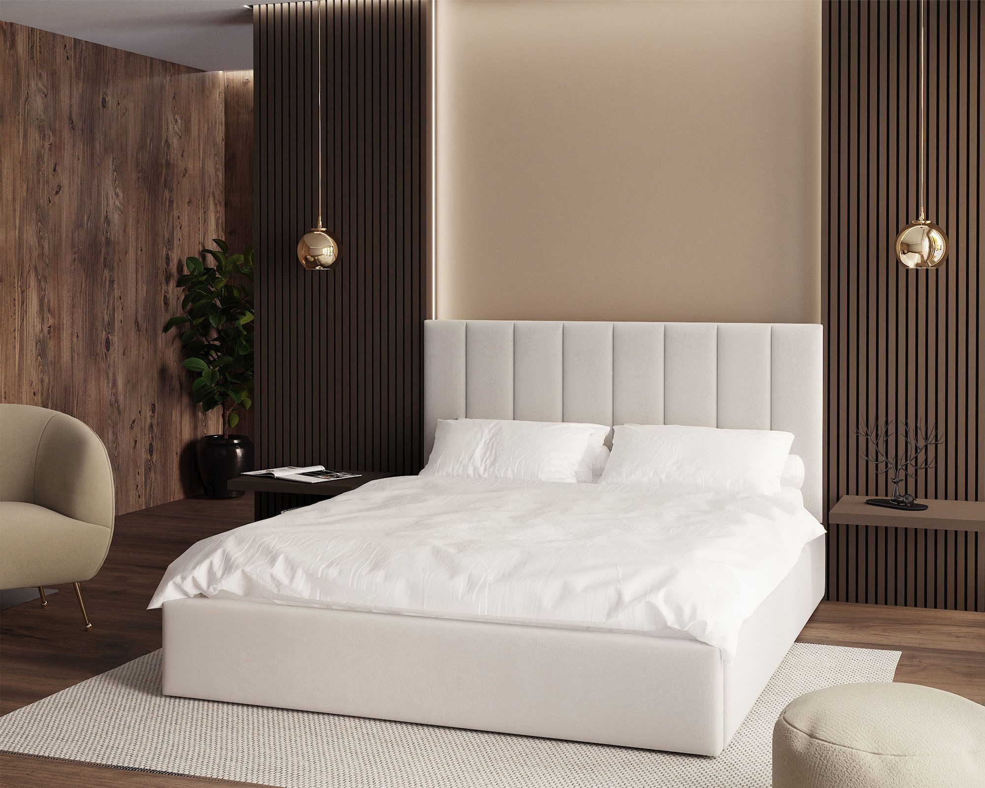 thematys Polsterbett 120x200–180x200 cm – Samt Velours Bett mit Bettkasten & Lattenrost (Optional mit 23 cm Taschenfederkern-Matratze H2, hydraulisches Stauraumbett)