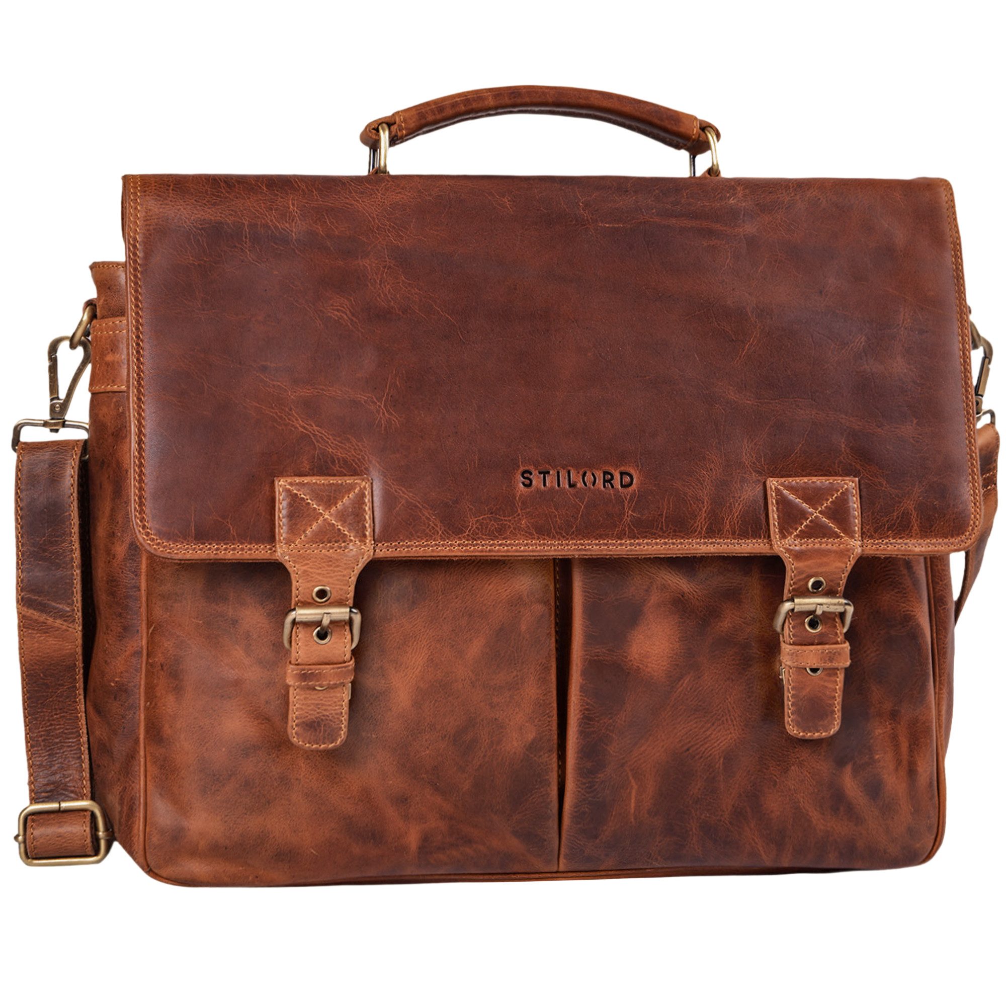 STILORD Aktentasche "Toledo" Vintage Echtleder Aktentasche Herren mit Laptopfach 15.6"