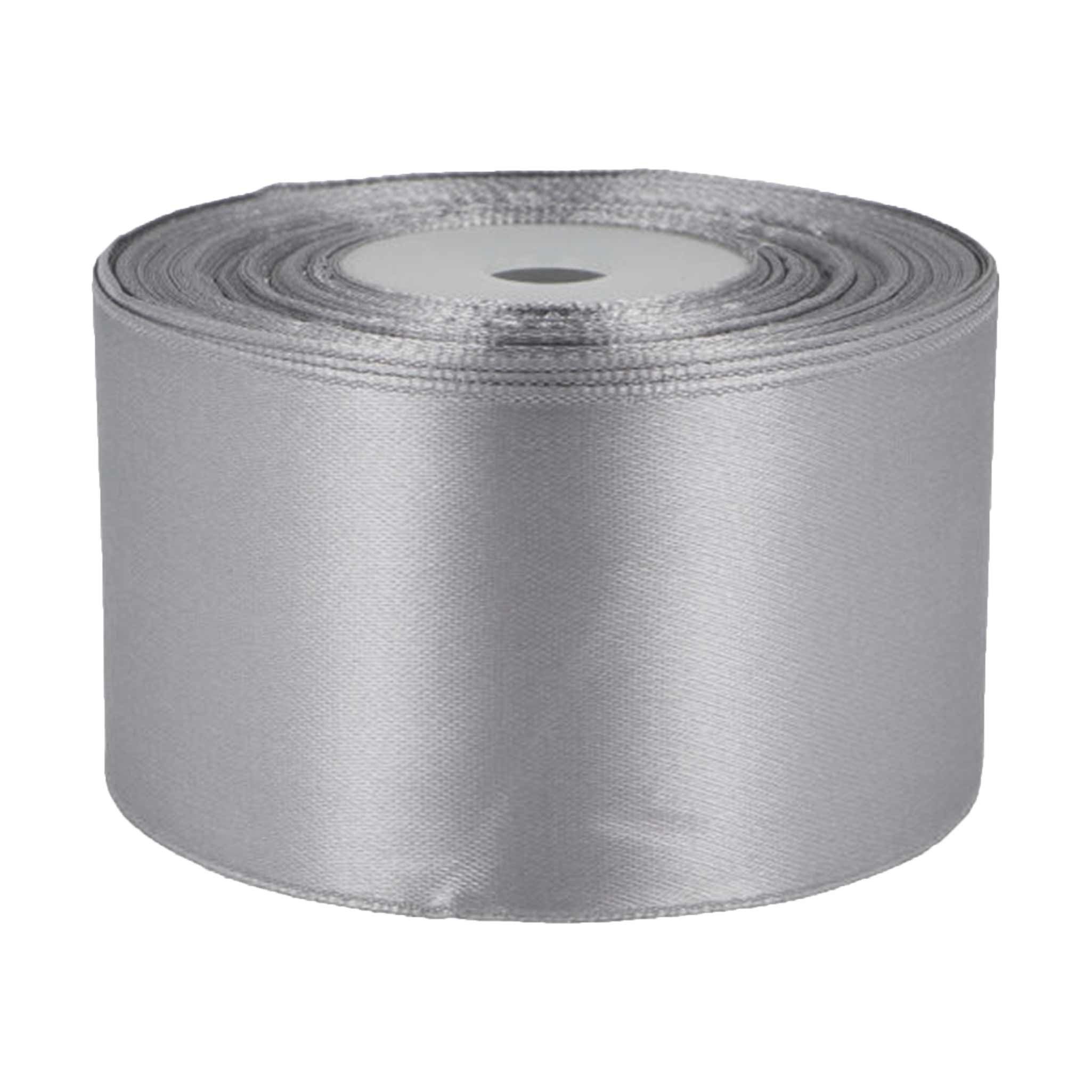 maDDma Satinband 27m Satinband 50mm Geschenkband Dekoband Verpackungsband, silbergrau