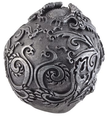 Vogler direct Gmbh Dekofigur "Gothik Skull" schwarzer Schädel mit silbernen Symbolen verziert, aus Kunststein, Größe: LxBxH ca. 12x17x13 cm