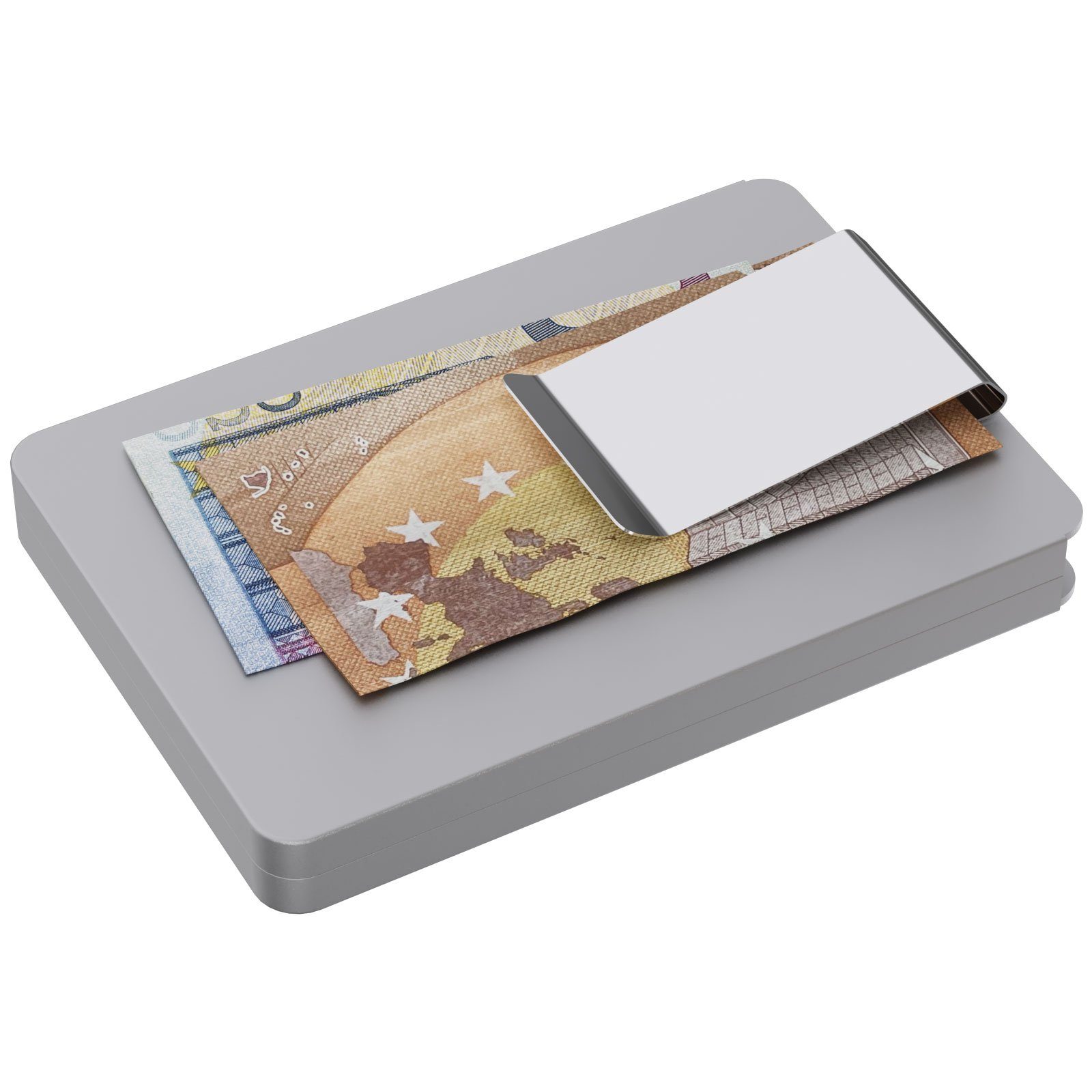 Aluminium Silber Geldklammer - Geldbörse Kartenhülle Kartenhalter mit aus Wellgro