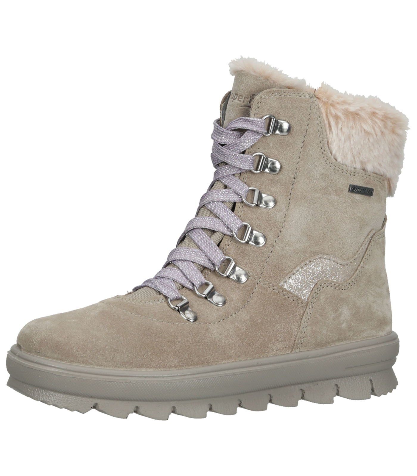 Superfit Stiefelette Veloursleder/Textil Schnürstiefelette Beige | Schnürstiefeletten