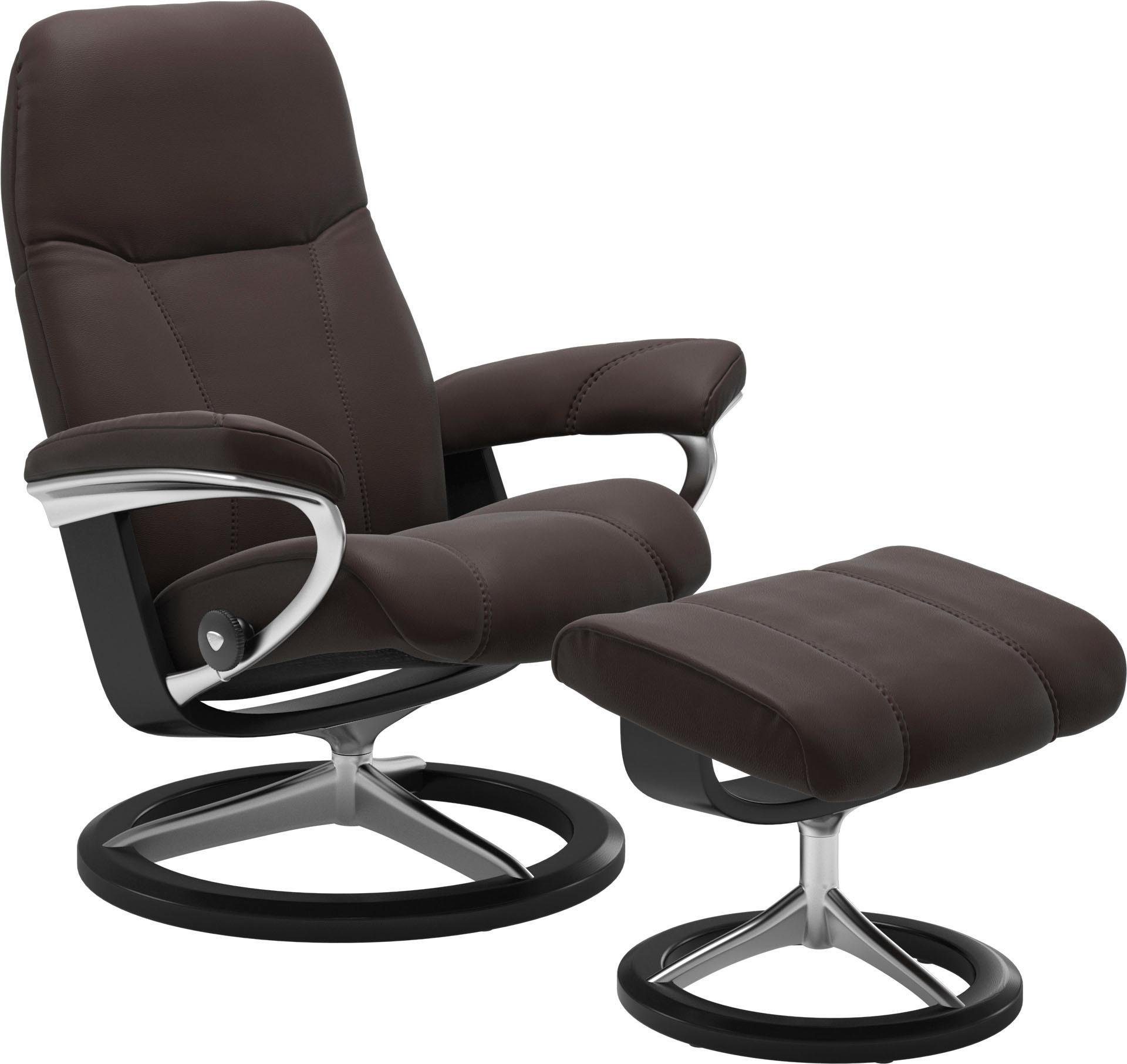 Stressless® Relaxsessel Consul (Set, Relaxsessel mit Hocker), mit Hocker, mit Signature Base, Größe L, Gestell Schwarz