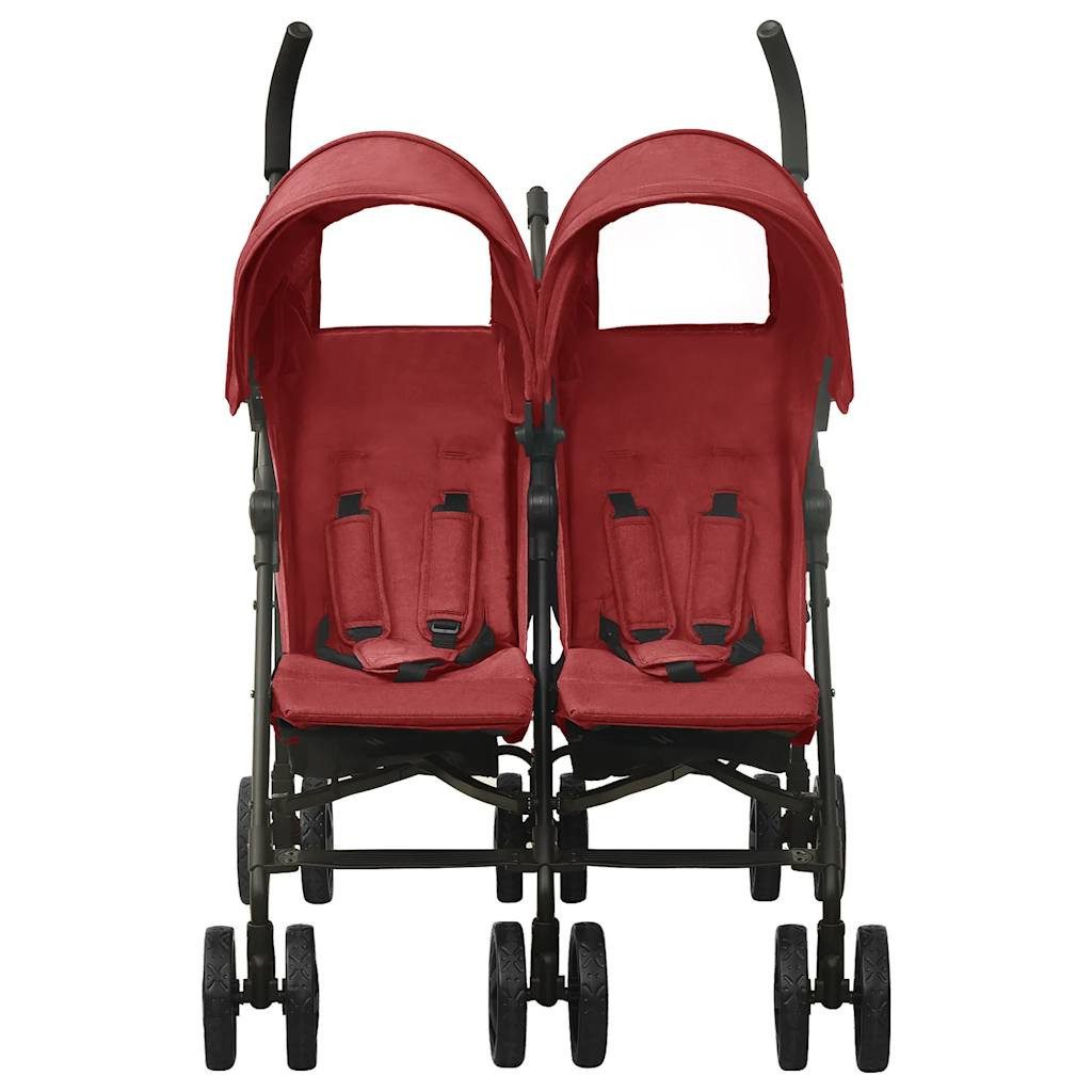 Thumbnail - vidaXL Kinder-Buggy Geschwisterwagen Rot Stahl