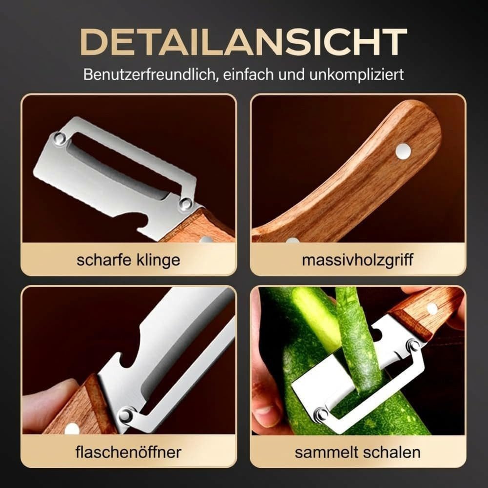 FELIXLEO Sparschäler Ergonomischer Holzgriff liegt sicher und rutschfest in jeder Hand, (2-tlg) – Bild 2 von 5