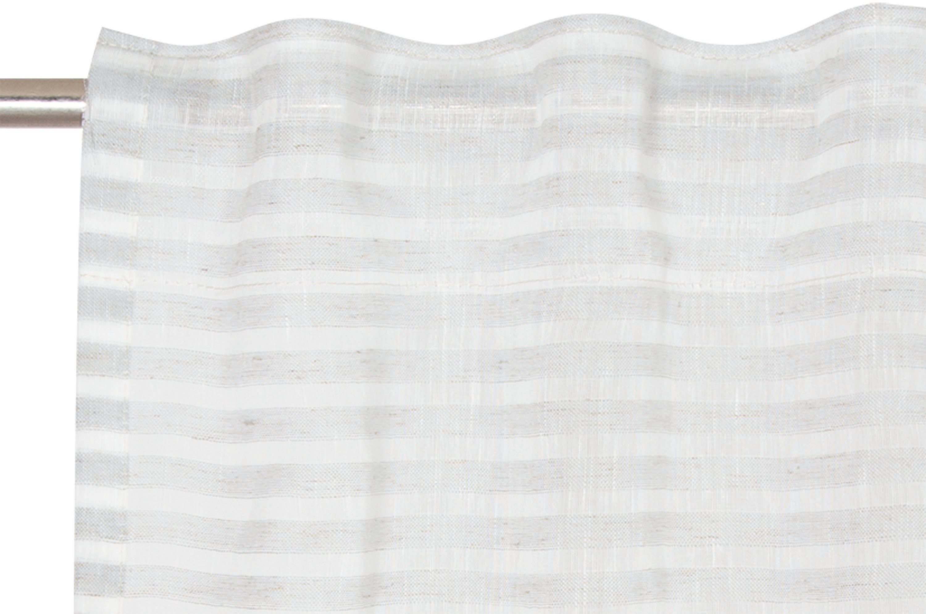 Stripe, transparent HOME, (1 transparent, Schlaufen Vorhang TAILOR verdeckte TOM St), grau Natural