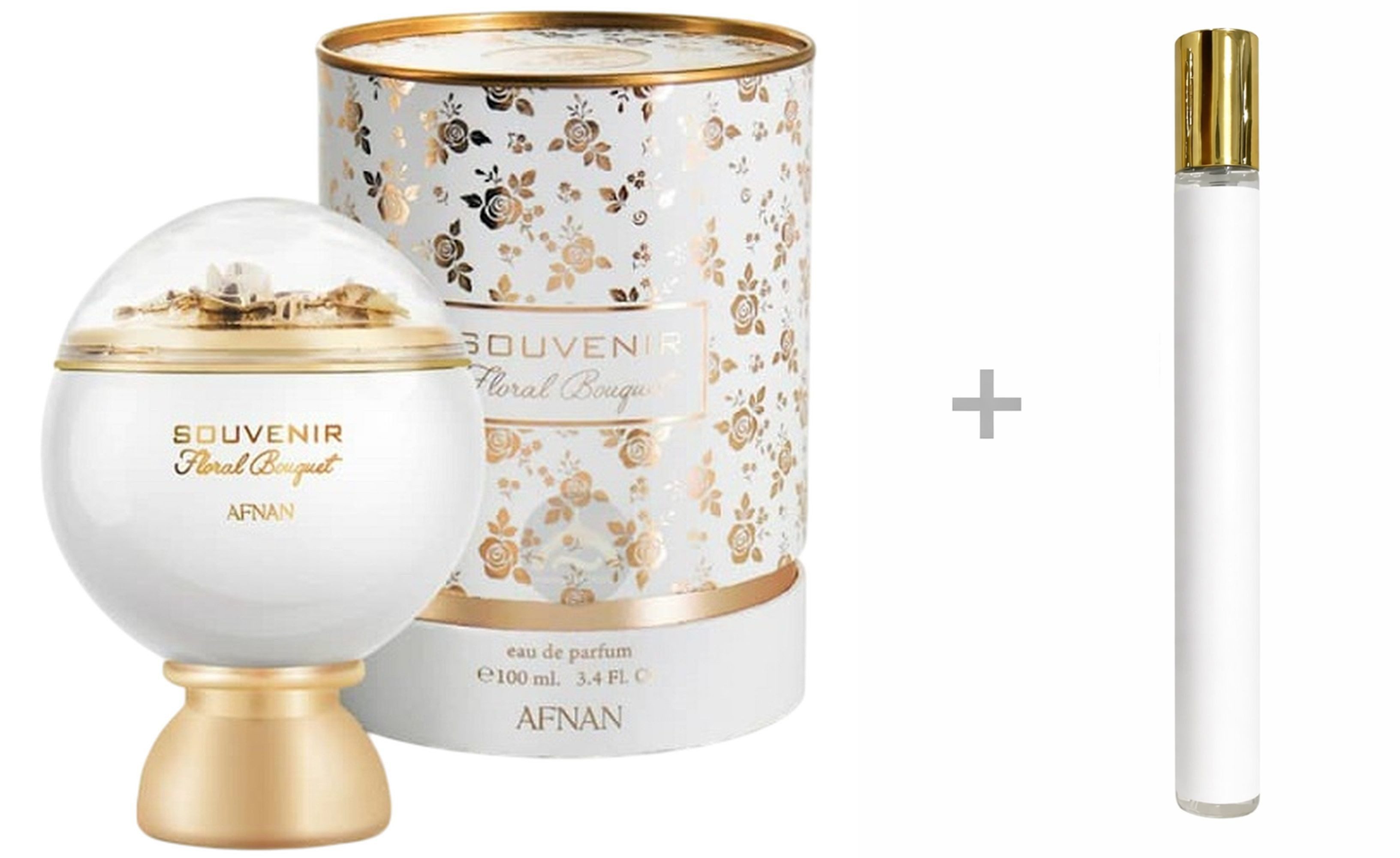 Afnan Duft-Set Souvenir Floral Bouquet Eau de Parfum (EDP) Damen Spray, Fruchtig-blumiger Duft mit Rhabarber, Amber, Vanille und Rose
