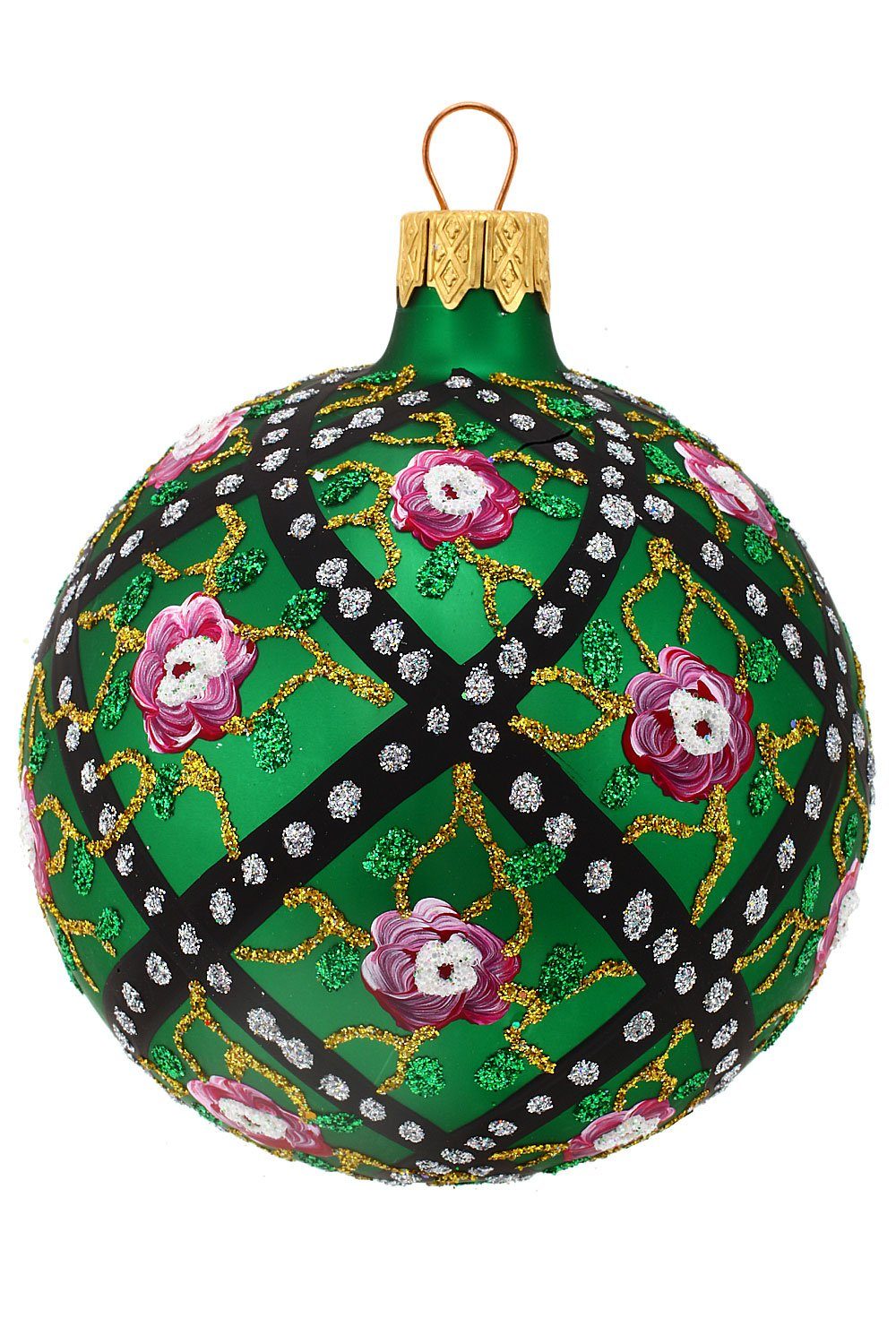 Hamburger Weihnachtskontor Weihnachtsbaumkugel Christbaumkugel Rosen-Spalier, Dekohänger - mundgeblasen - handdekoriert