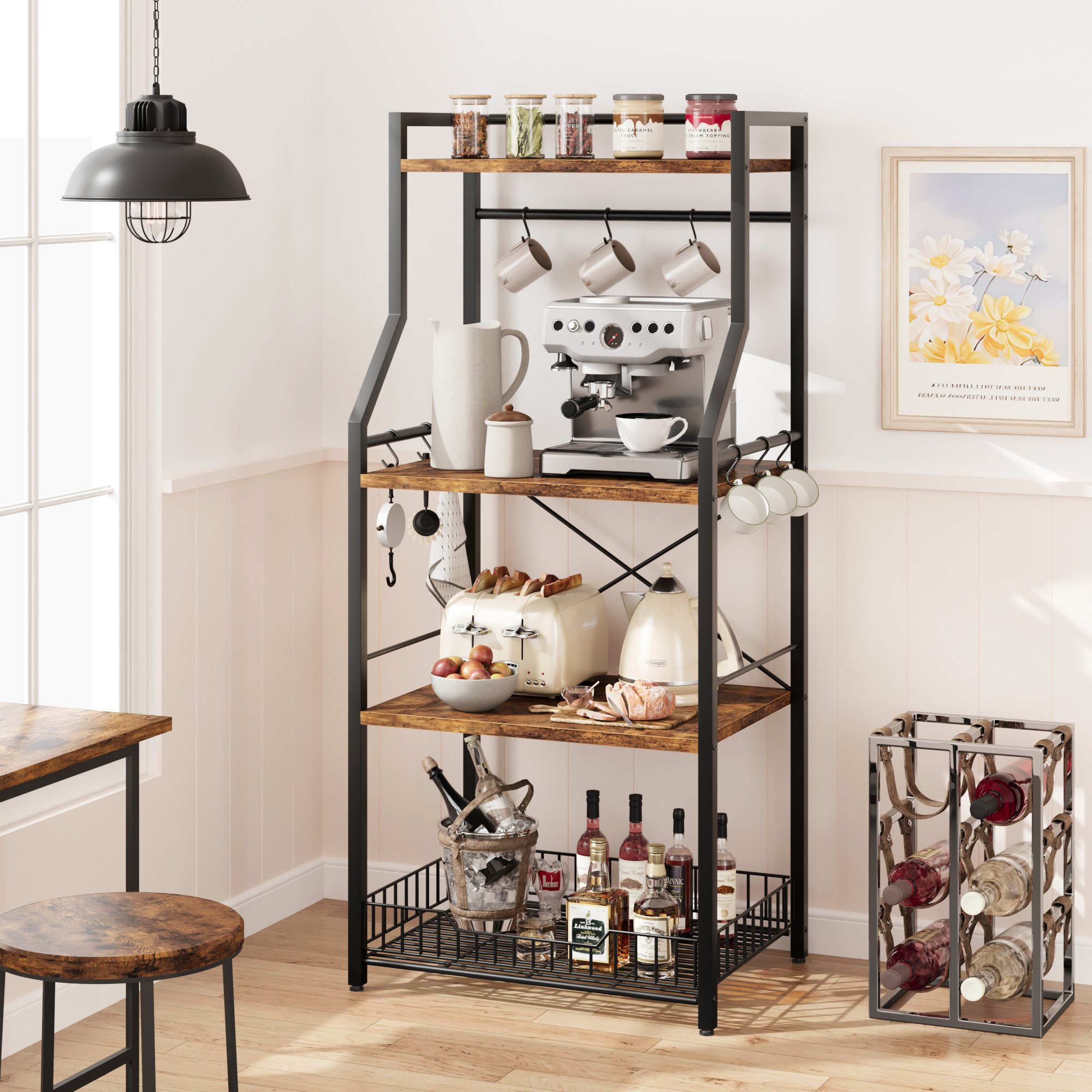 GarveeMore Standregal Küchenregal mit 6 Haken, günstig online kaufen