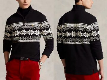 Ralph Lauren Strickpullover POLO RALPH LAUREN Norweger Pullover Troyer Sweater Sweatshirt Christma