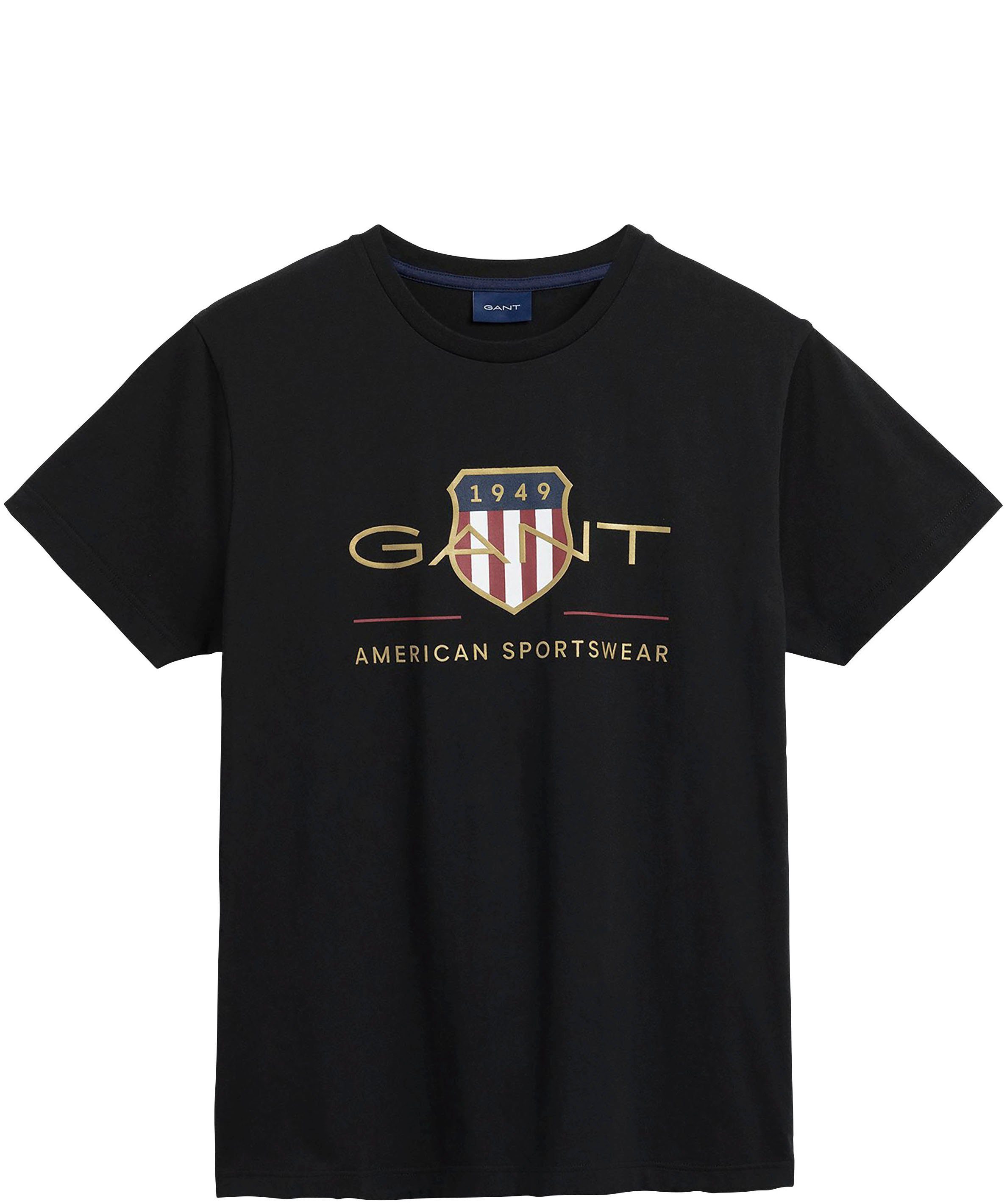 T-SHIRT großem Gant black D2. ARCHIVE mit SHIELD SS Markenlogo-Aufdruck T-Shirt
