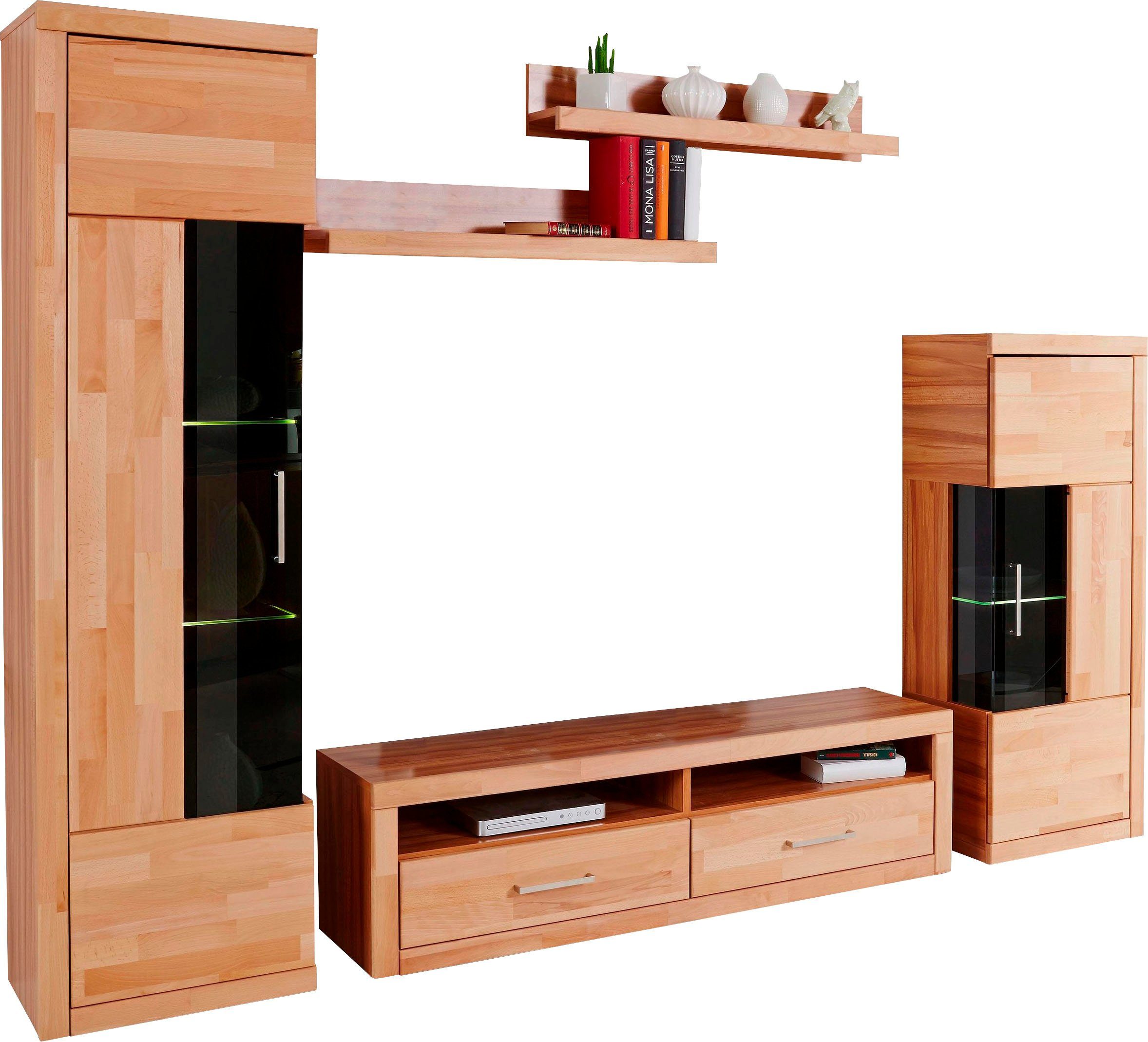 Home affaire Wohnwand "Ribe Wohnwand Set-5 St." Set, 5 tlg. Glaseinsatz aus günstig online kaufen