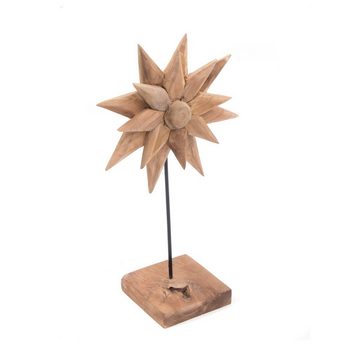 CREEDWOOD Skulptur TEAK SKULPTUR "SUNFLOWER", 2-teilig, Holz Aufsteller Blume