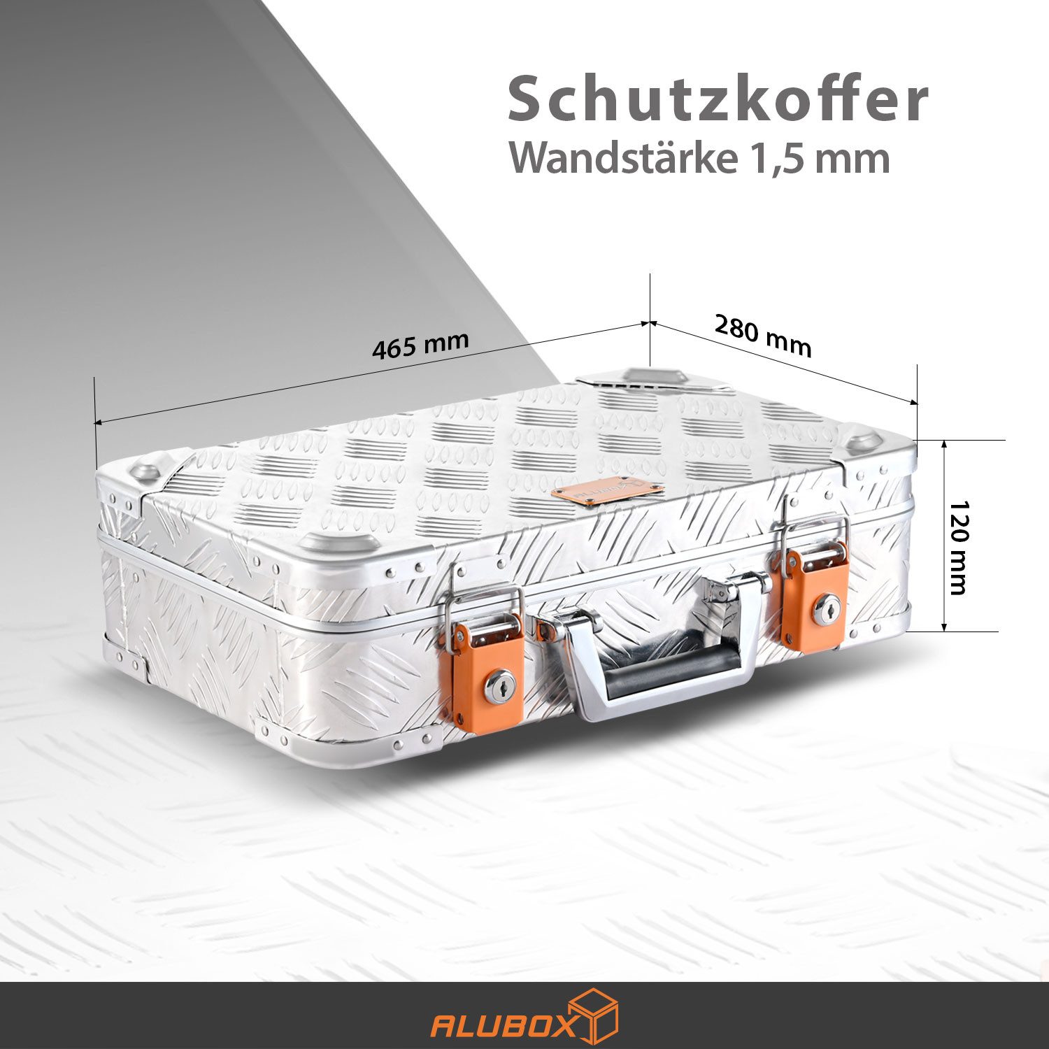 ALUBOX Koffer Schutzkoffer Aluminium Riffelblech, mit Schaumstoffpolsterung - mit Zylinderschlössern ausgestattet