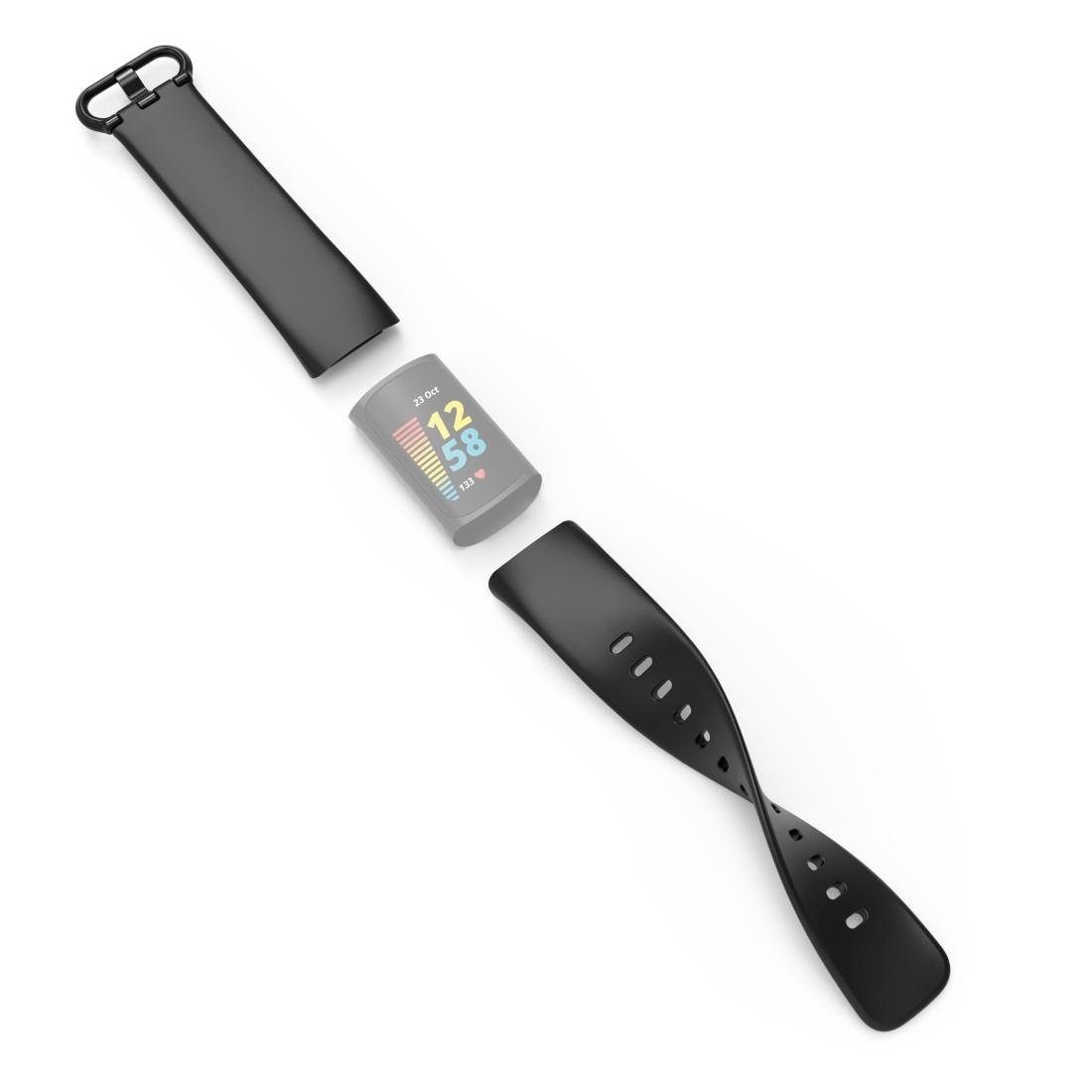 zum 5, Armband Charge für Fitbit Hama universal Tauschen, Smartwatch-Armband schwarz Uhrenarmband
