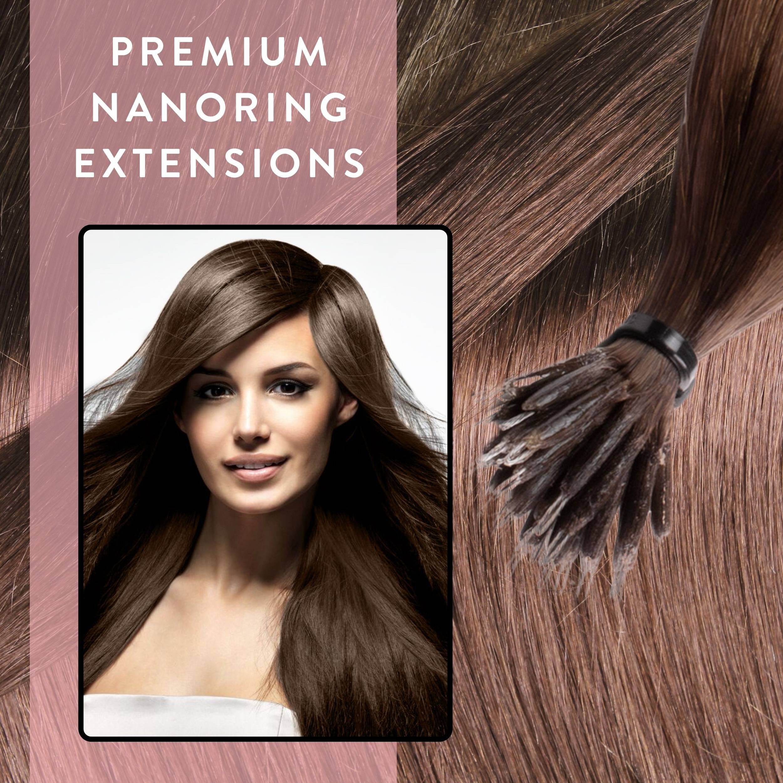 hair2heart Echthaar-Extension Premium Nanoring Extensions #4/77 Mittelbraun Intensiv 40cm