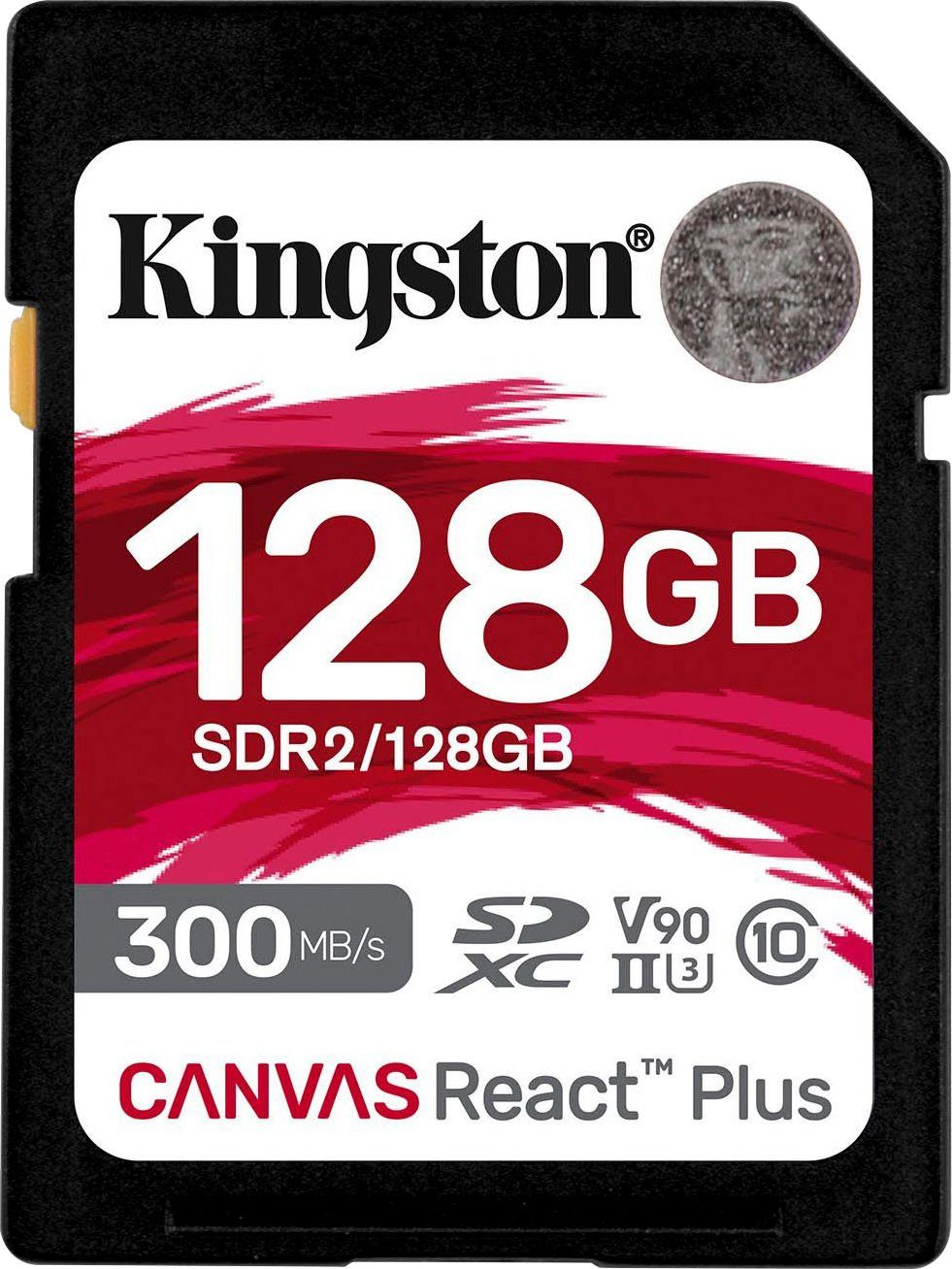 Kingston Canvas React Plus SD 128GB Speicherkarte (128 GB, Class 10, 300 MB/s Lesegeschwindigkeit)