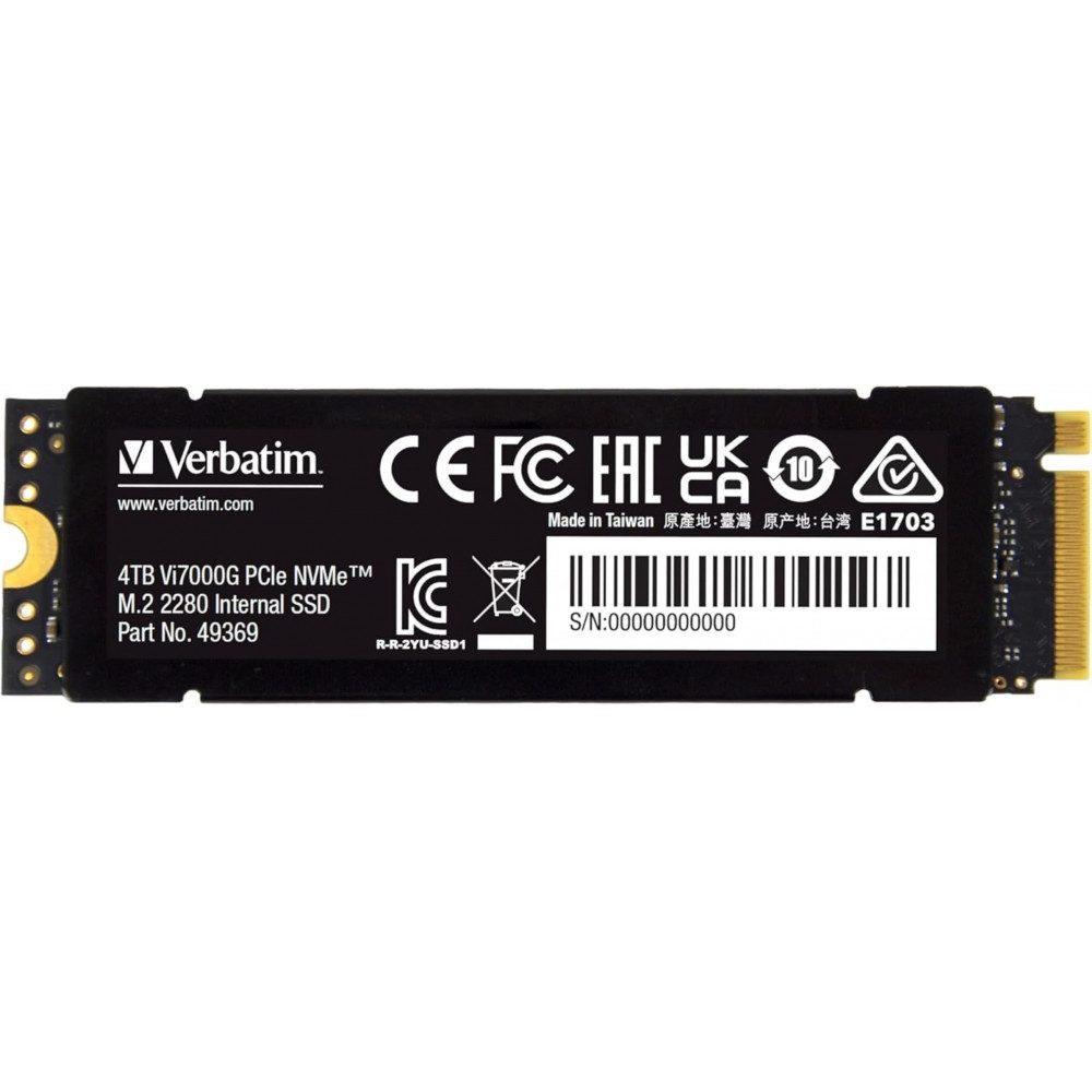 Verbatim VERBATIM 49369 VI7000 SSD 4TB - Interne Festplatte - schwarz interne SSD (4 TB) M,2"