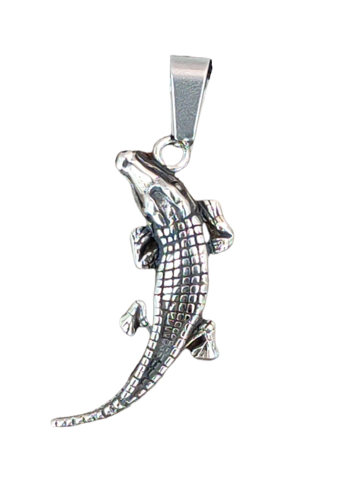 Kiss of Leather Kettenanhänger Stahl 21 Krokodil Anhänger Edelstahl Alligator Echse Reptil