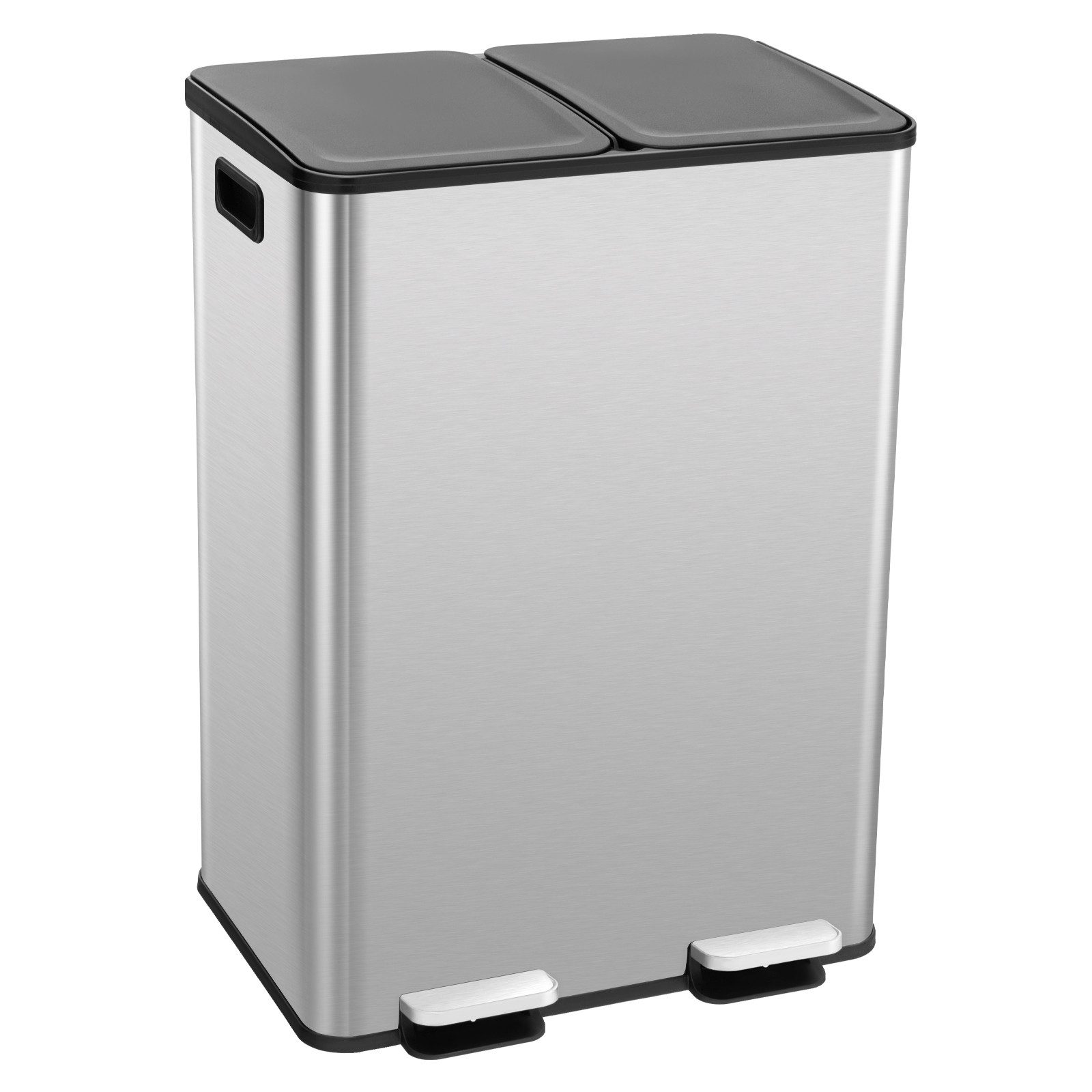 COSTWAY Mülleimer Inneneimer herausnehmbar, 2 Fächer, 2 x 30L, aus Edelstahl