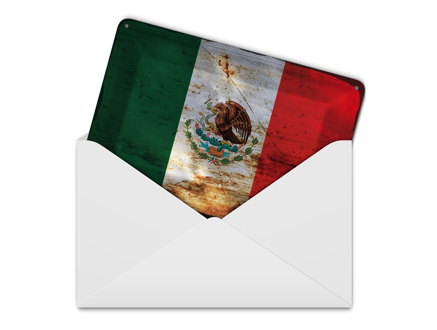 Femer GmbH Postkarte Flagge Mexiko 14x10 cm Flag of Mexico Rost, unfrankiert