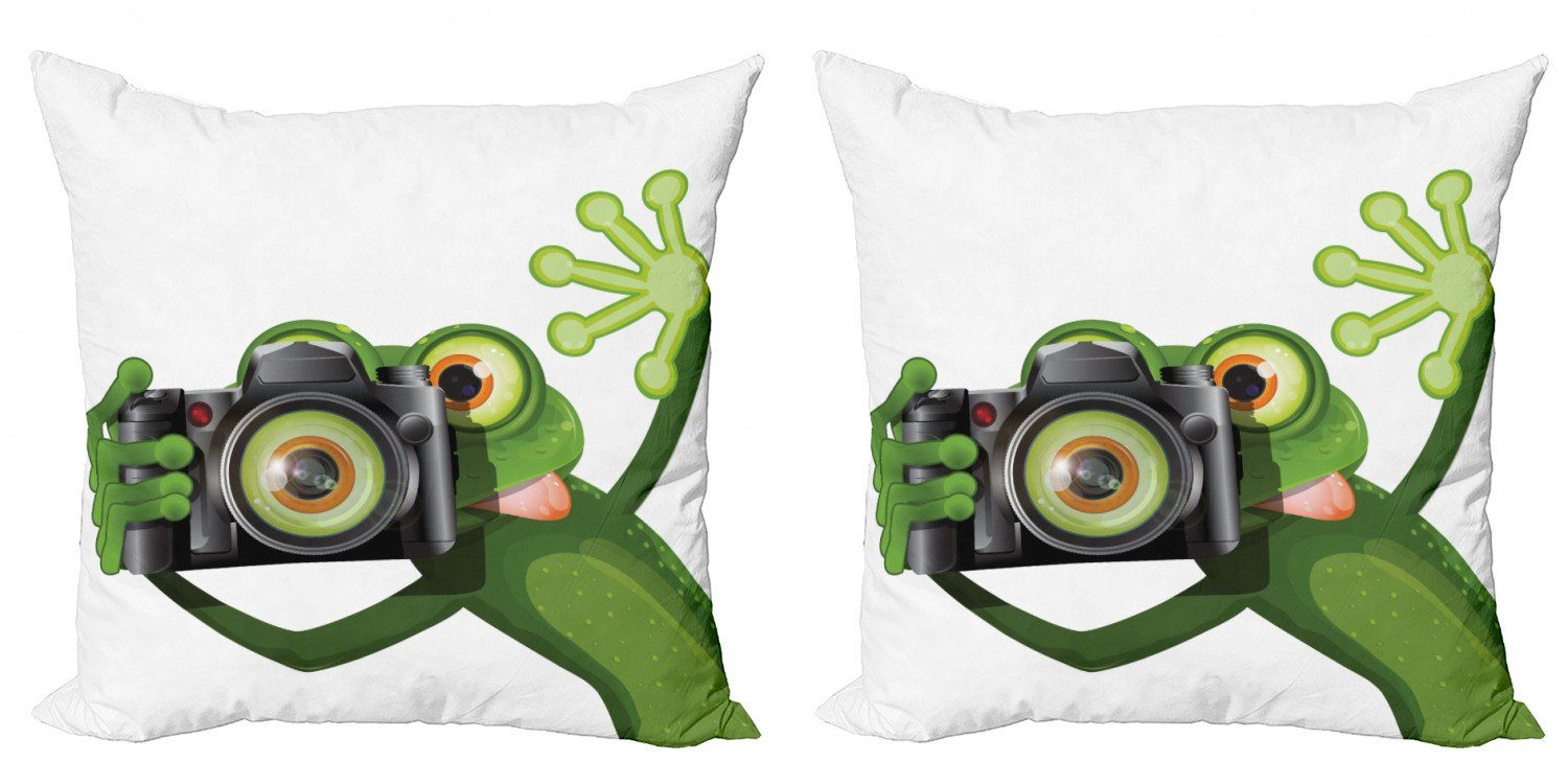 Kissenbezug »Modern Accent Doppelseitiger Digitaldruck«, Abakuhaus (2  Stück), Frosch Lustige Tier mit Kamera online kaufen | OTTO