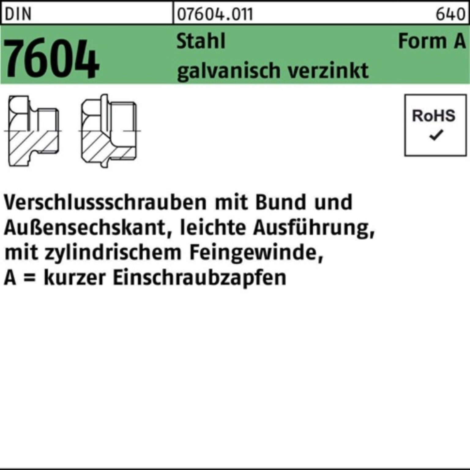 Reyher Schraube 100er Pack Verschlußschraube DIN 7604 Bund AM 16x 1,5 Stahl galv.verz | Schrauben