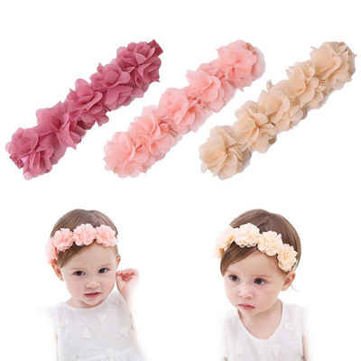 Viellan Diadem 3 pcs Baby-Haarbänder, Prinzessinnen-Stirnblumen, Haarschmuck, Floral neugeborenen Haarband und Kinder Haarschmuck