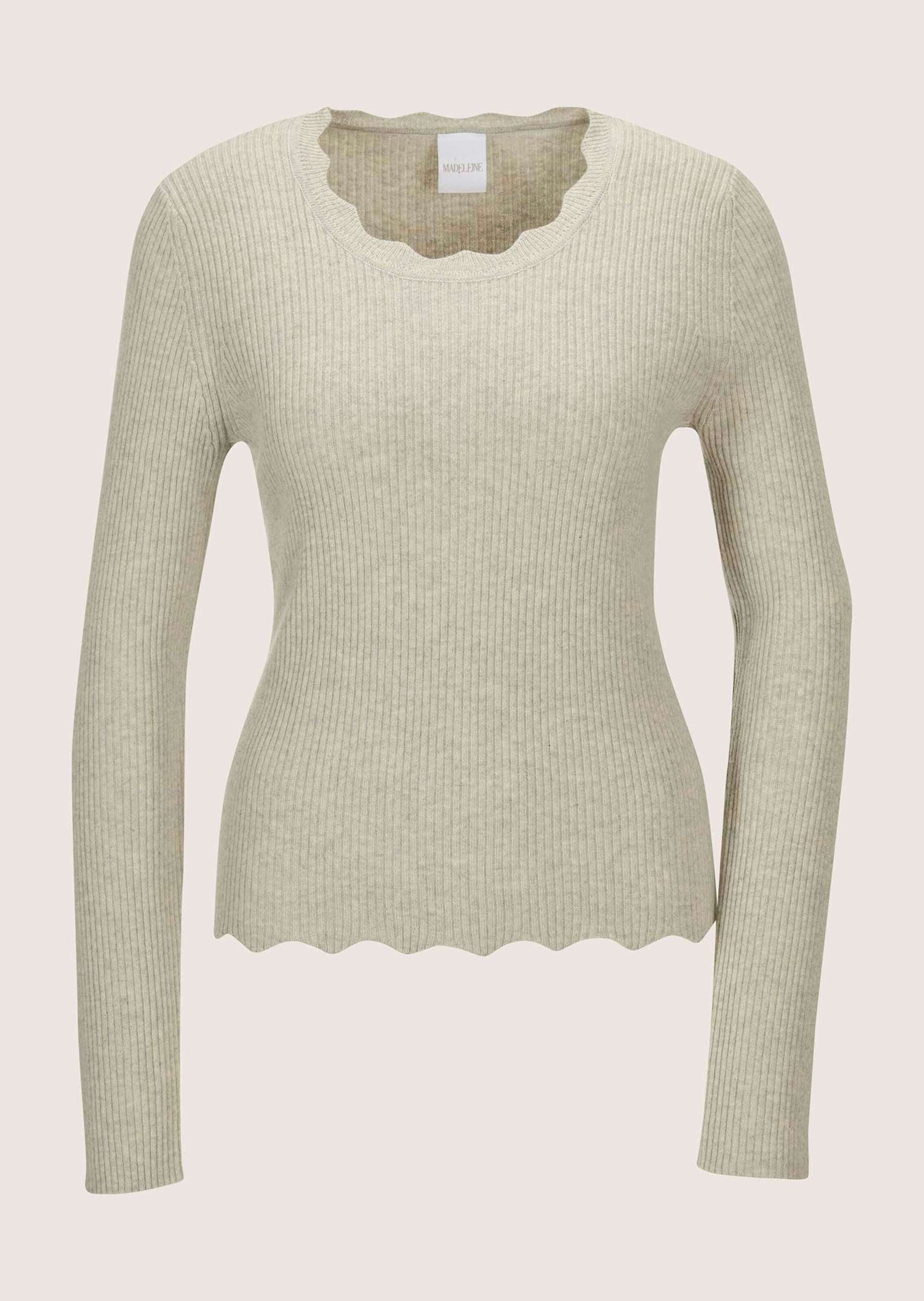 MADELEINE Strickpullover Leichter Viskosepullover mit gewelltem Saum Tailliertes Langarmshirt mit Rundhals und langen Ärmeln