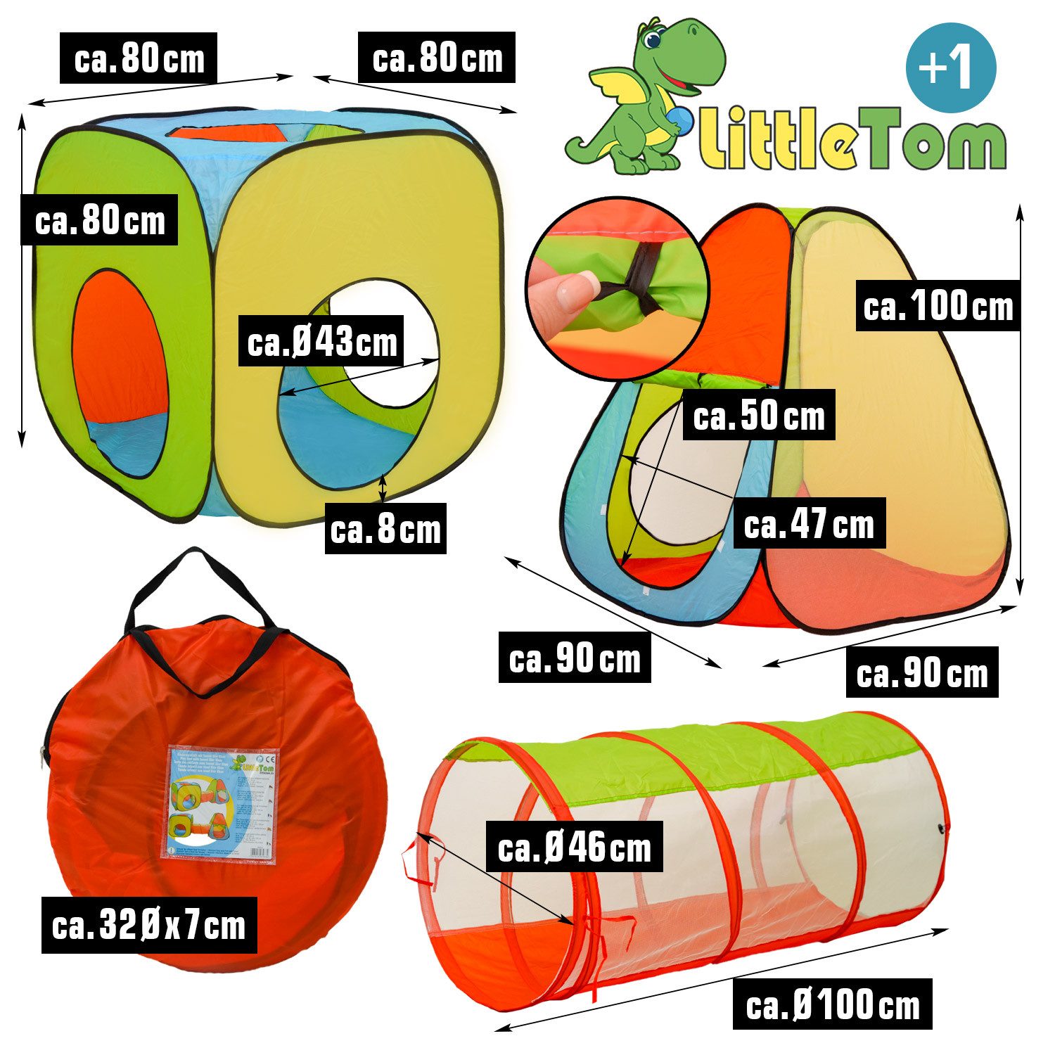 LittleTom Spielzelt mit 200 Bällen - Pop Up Kinderspielzelt - Bällebad Zelt günstig online kaufen