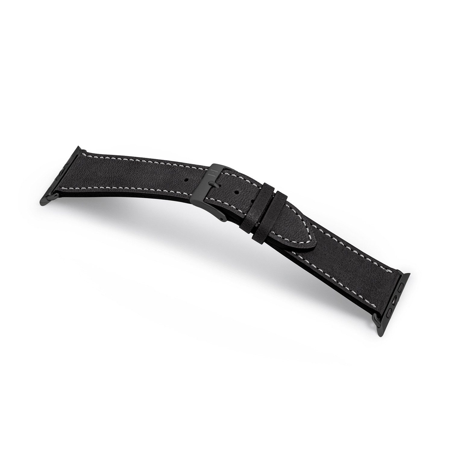 Selva Technik Uhrenarmband Lederarmband HOHELUFT, kompatibel mit Apple Watch 1-9, SE, Schwarz