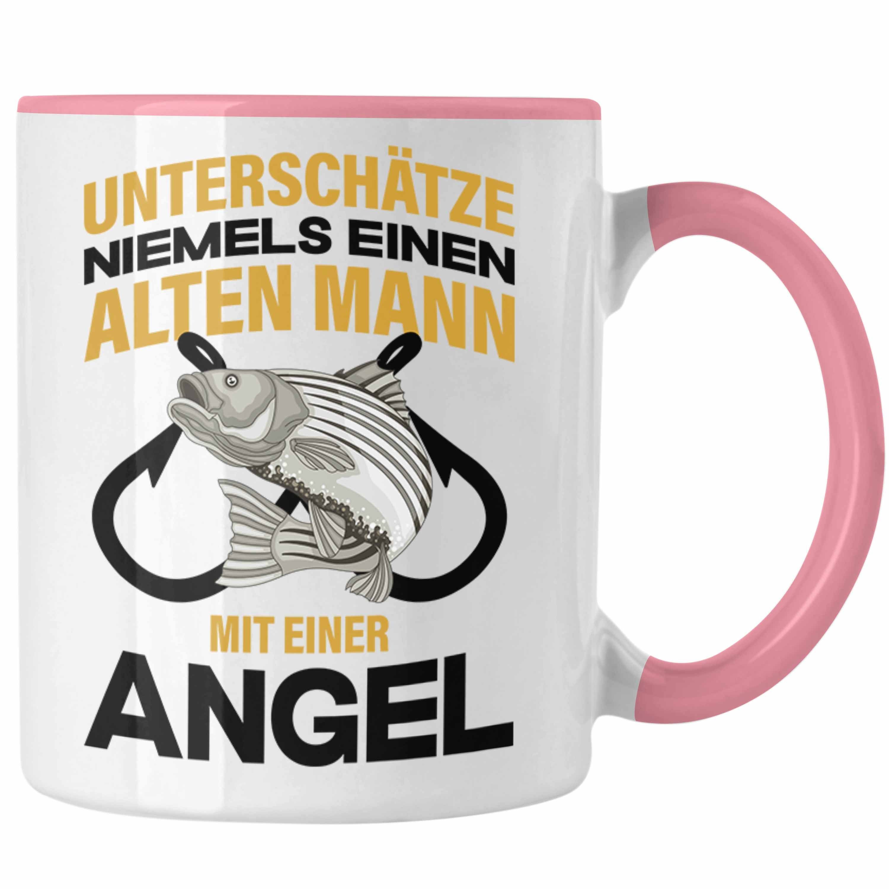 Trendation Tasse Trendation - Angler Tasse Geschenk Männer Sprüche Lustig für Fischer Geschenkidee Angeln Becher Rosa