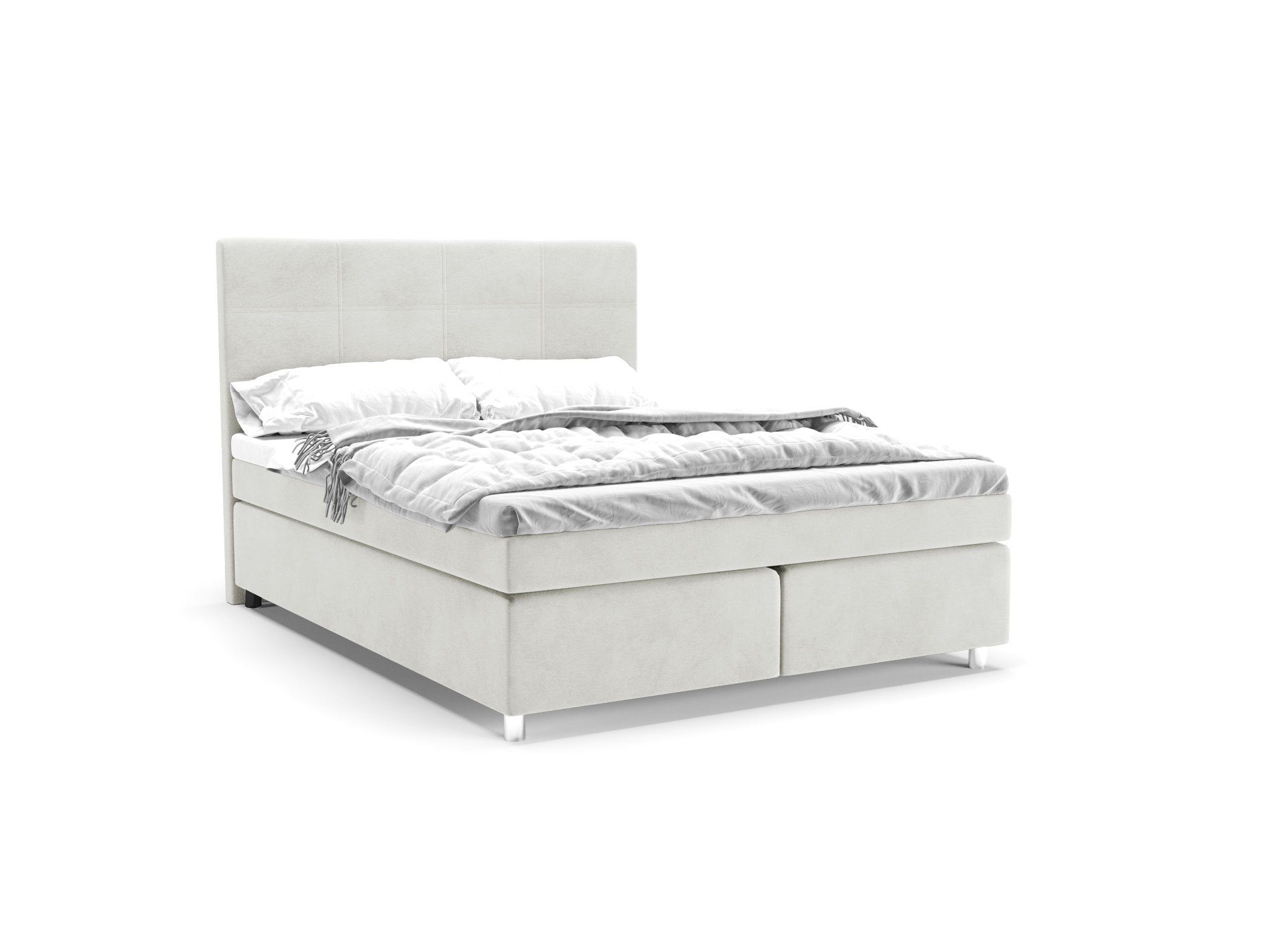 PANDA MÖBEL GmbH Boxspringbett Clark, Doppelbett, Polsterbett mit Kopfteil, Kopfstütze