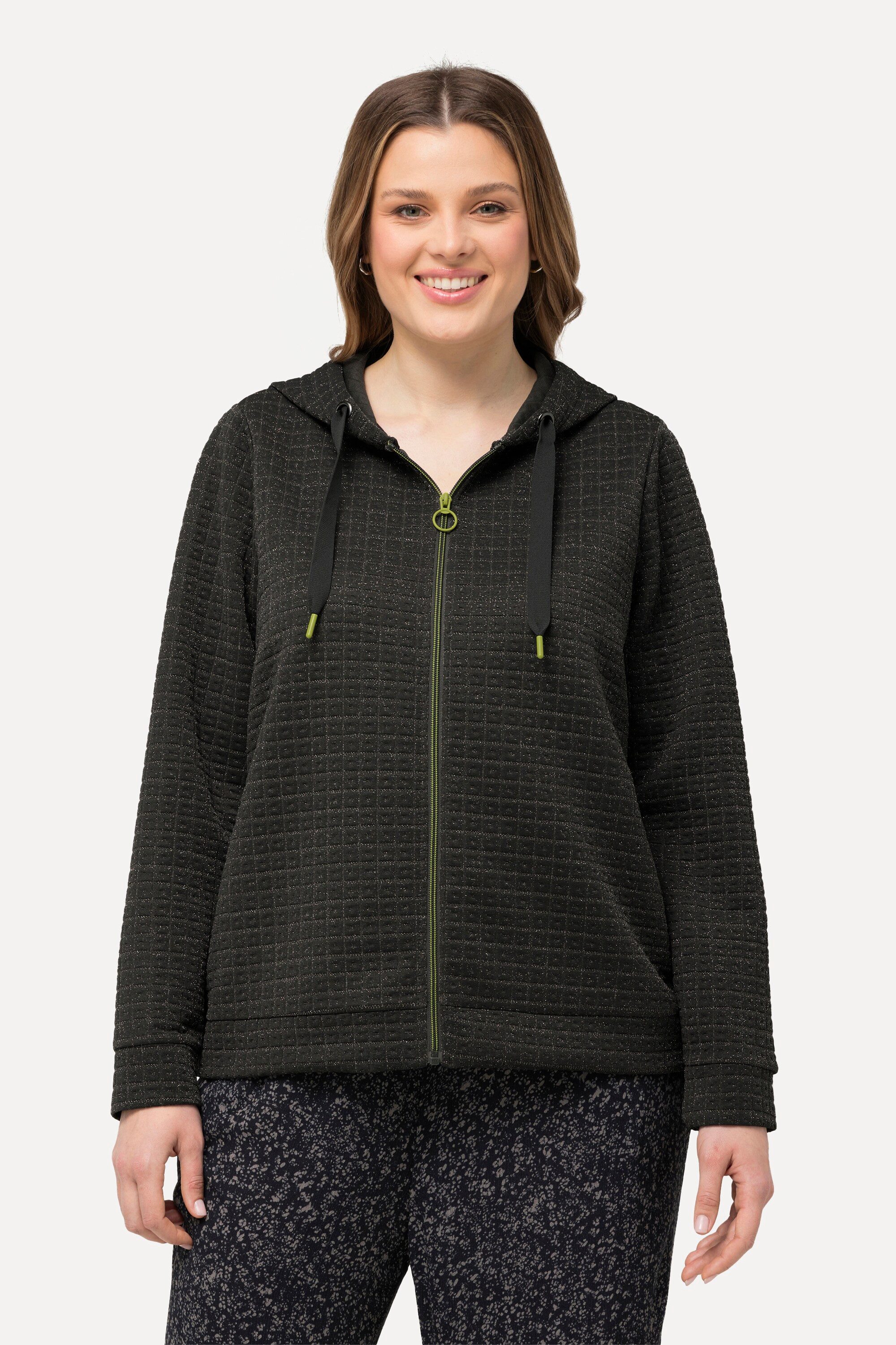 Ulla Popken Sweatjacke Kapuzenjacke Metallic-Effekt Struktur günstig online kaufen