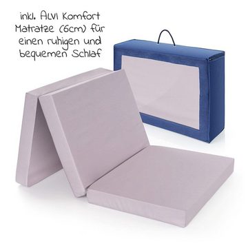 Hauck Baby-Reisebett Dream'n Play Plus - Navy, Baby Kinder Reisebett mit Matratze, 2 Spannbettlaken & Insektenschutz