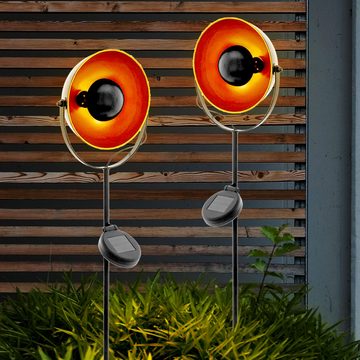 EGLO LED Solarleuchte, LED-Leuchtmittel fest verbaut, LED Solar Steck Leuchte schwarz-orange Erdspieß Außen