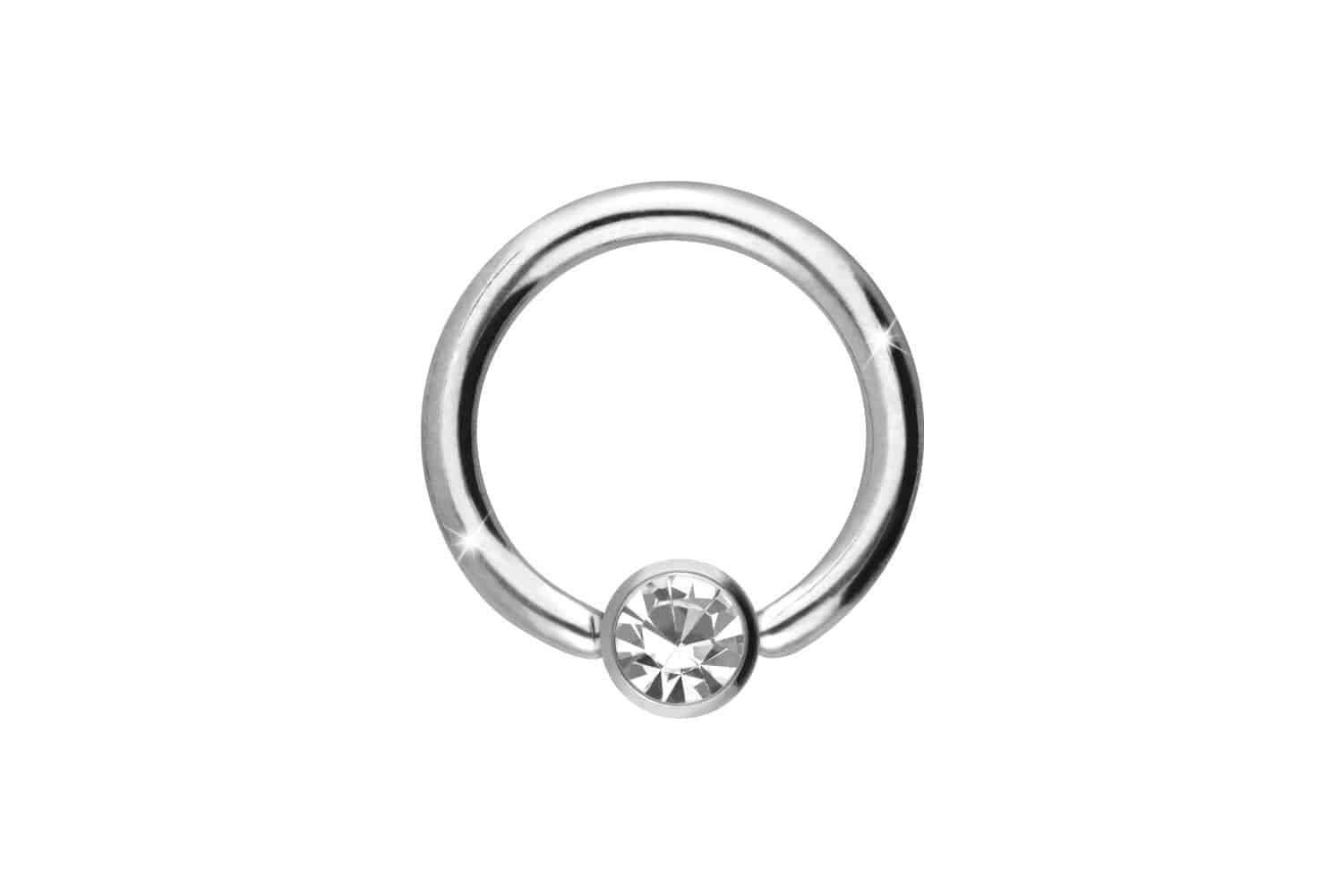 Nasenpiercing Titan Klemmkugelring DISC + KRISTALL