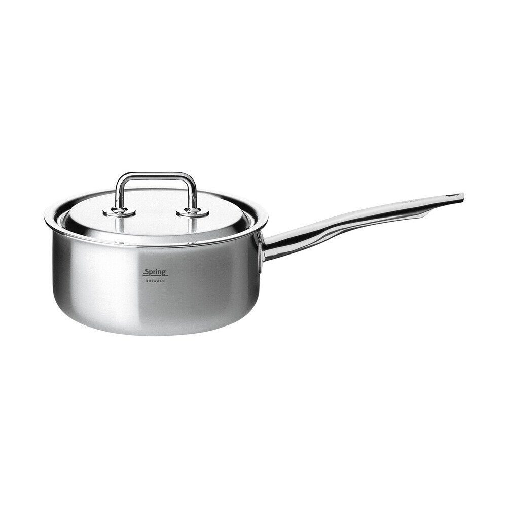 Spring Kasserolle Stielkasserolle 18 cm Brigade Premium, Aluminium, Edelstahl (1-tlg), 2l, Edelstahl mit Aluminiumkern (5-lagig), spülmaschinenfest