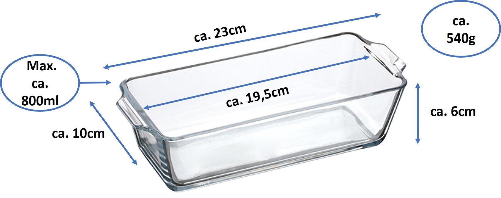 Glas Set 2er 800ml Auflaufform Auflaufformen - rechteckig Emilja