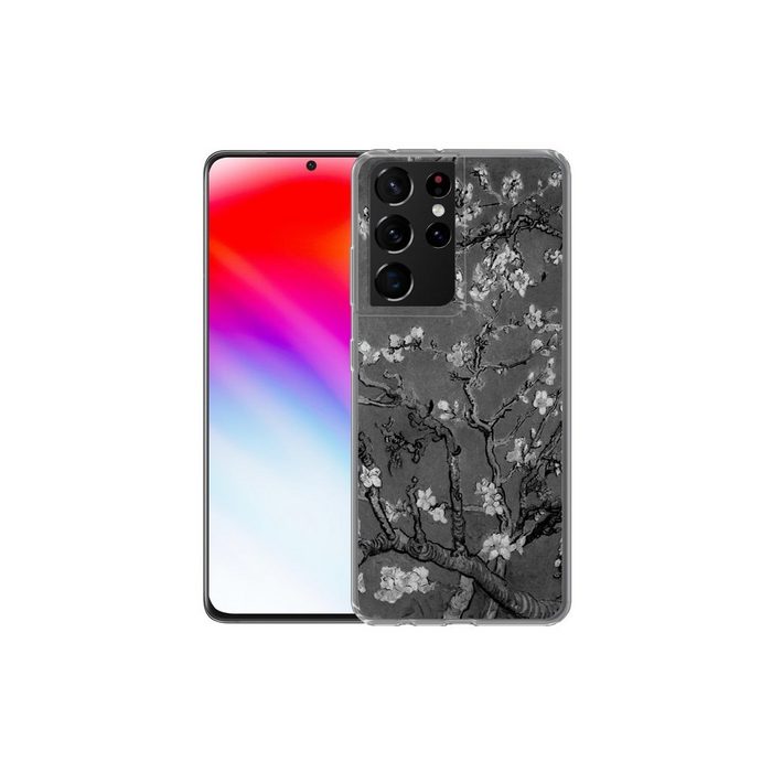 MuchoWow Handyhülle Mandelblüte - Van Gogh - Schwarz und weiß Phone Case Handyhülle Samsung Galaxy S21 Ultra Silikon Schutzhülle