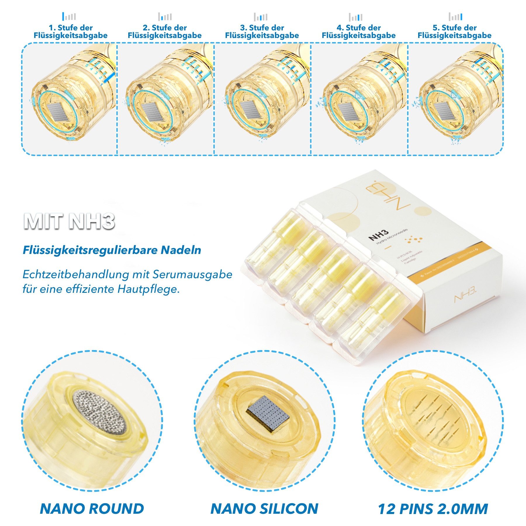 P-Beauty Cosmetic Accessories Dermaroller Dermapen M20 Hydra Microneedling Anti-Aging Anti Falten Gerät Nadeln, Akne, Falten, Mitesser, Verstopfte Poren