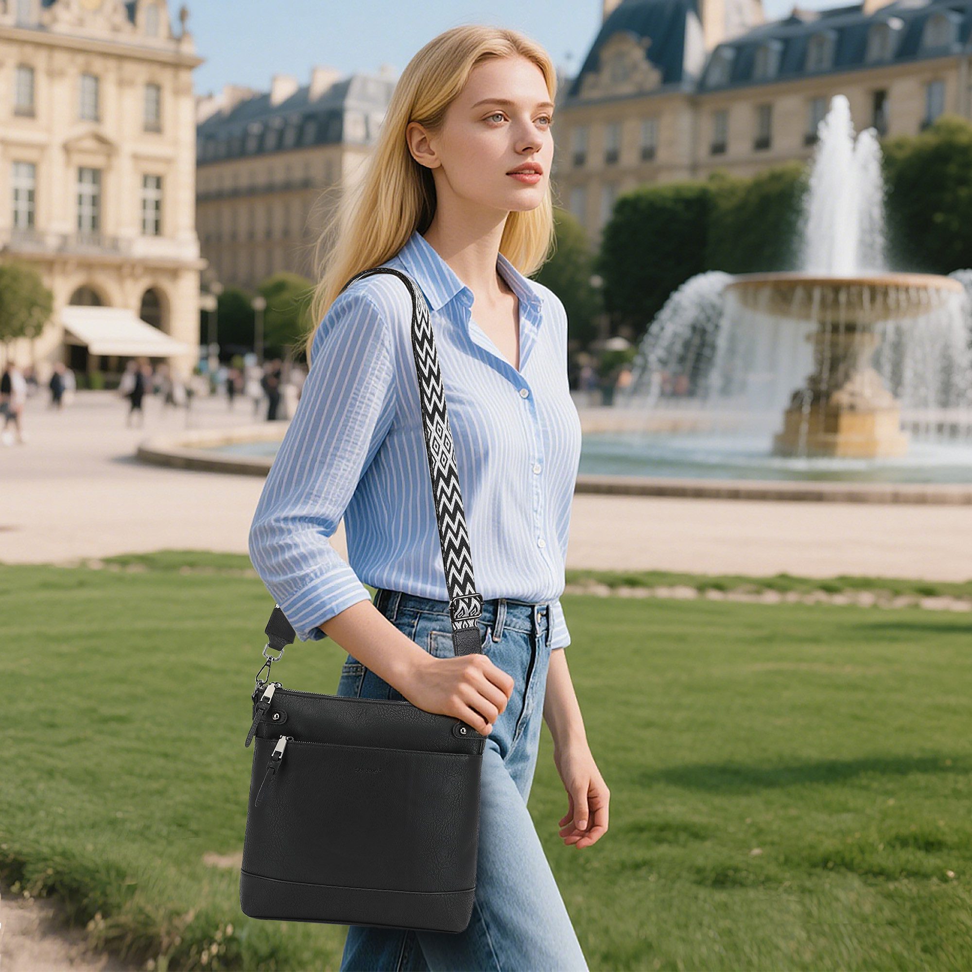 TAN.TOMI Schultertasche Mittel Damen Umhängetasche Crossbody Bag Leicht Tasche Bag, Mit Verstellbar Abnehmbar Breiter Gurt Pendeln Reise Campus