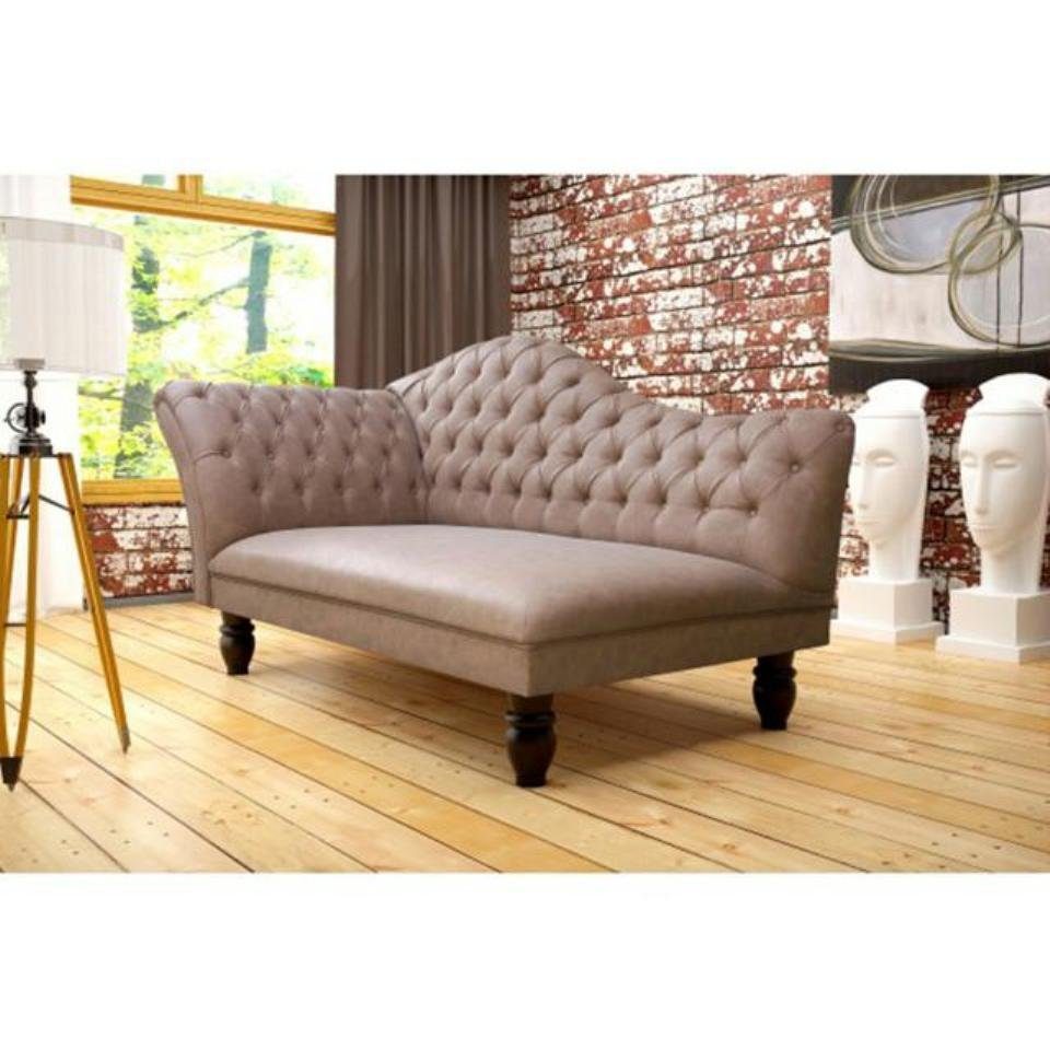 JVmoebel Chaiselongue Taupe Chaiselongue Chesterfield luxus Design Ottomane Neu, Made in Europe