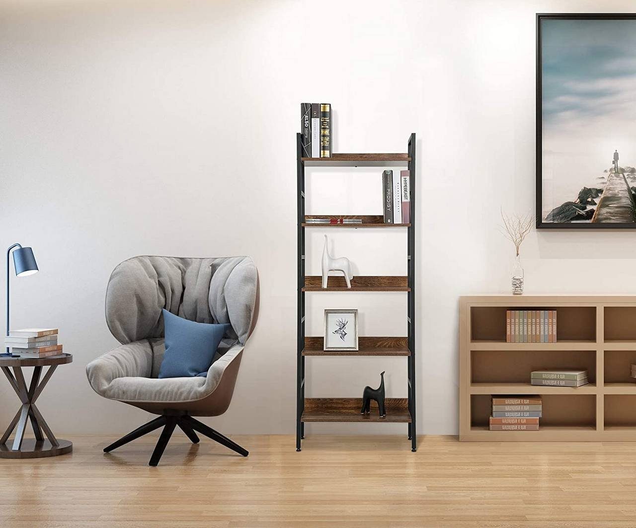 Woltu Standregal, 1-tlg., Hochregal Küchenregal aus Holz und Stahl günstig online kaufen